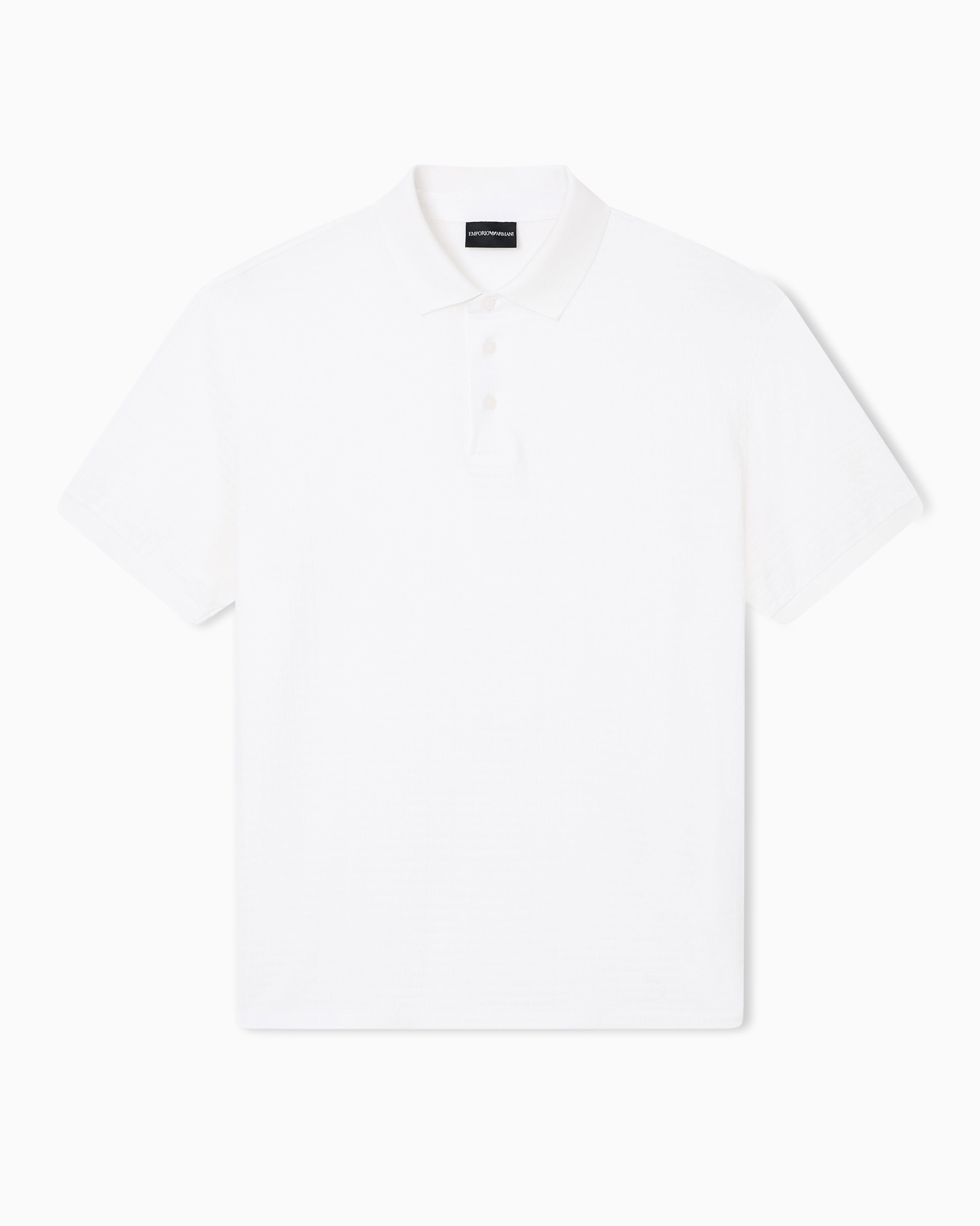 Emporio Armani Men's White Jersey Polo Shirt With All-Over Jacquard Lettering