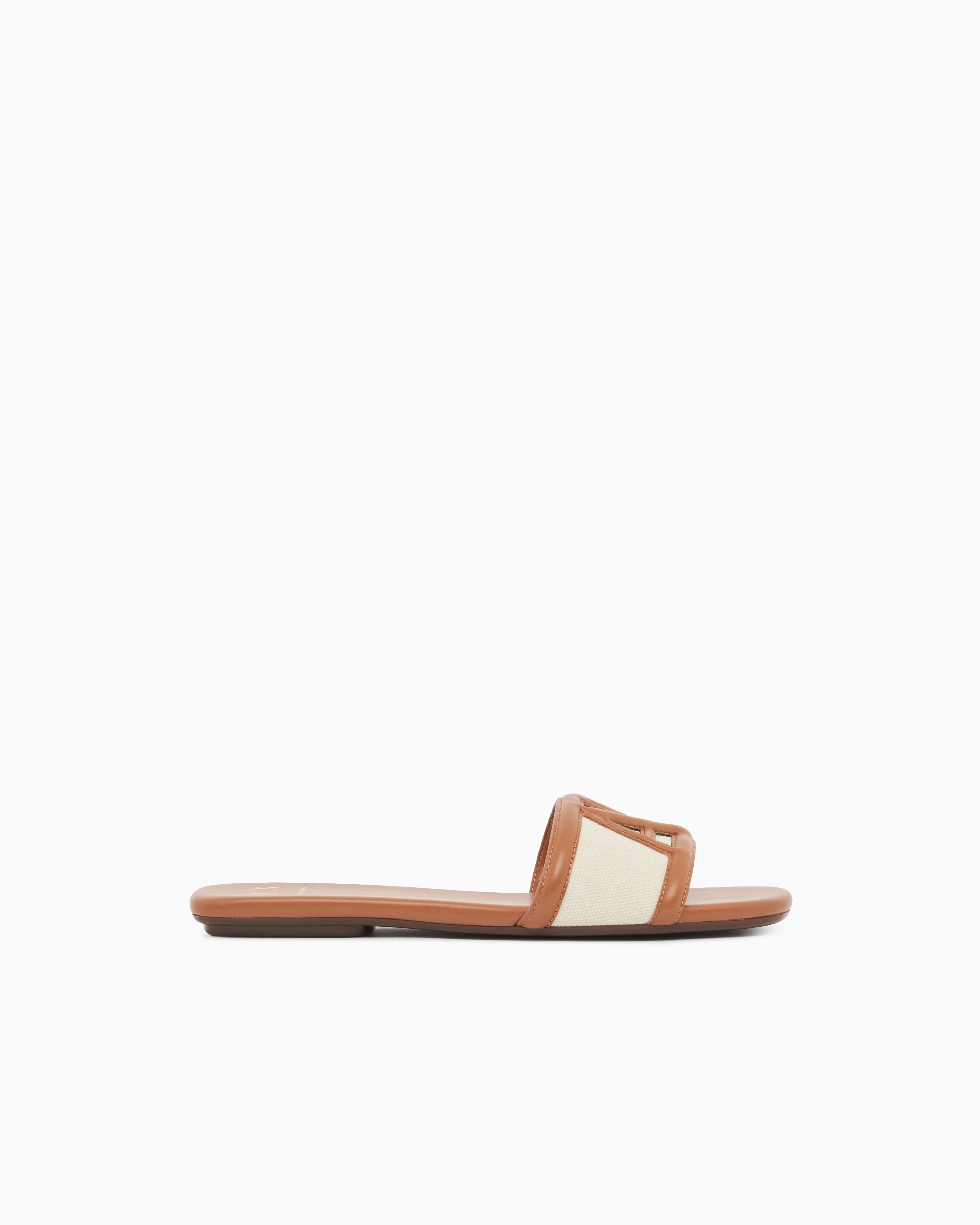 Armani Exchange Beige Flat Sandals In Canvas And With Logo