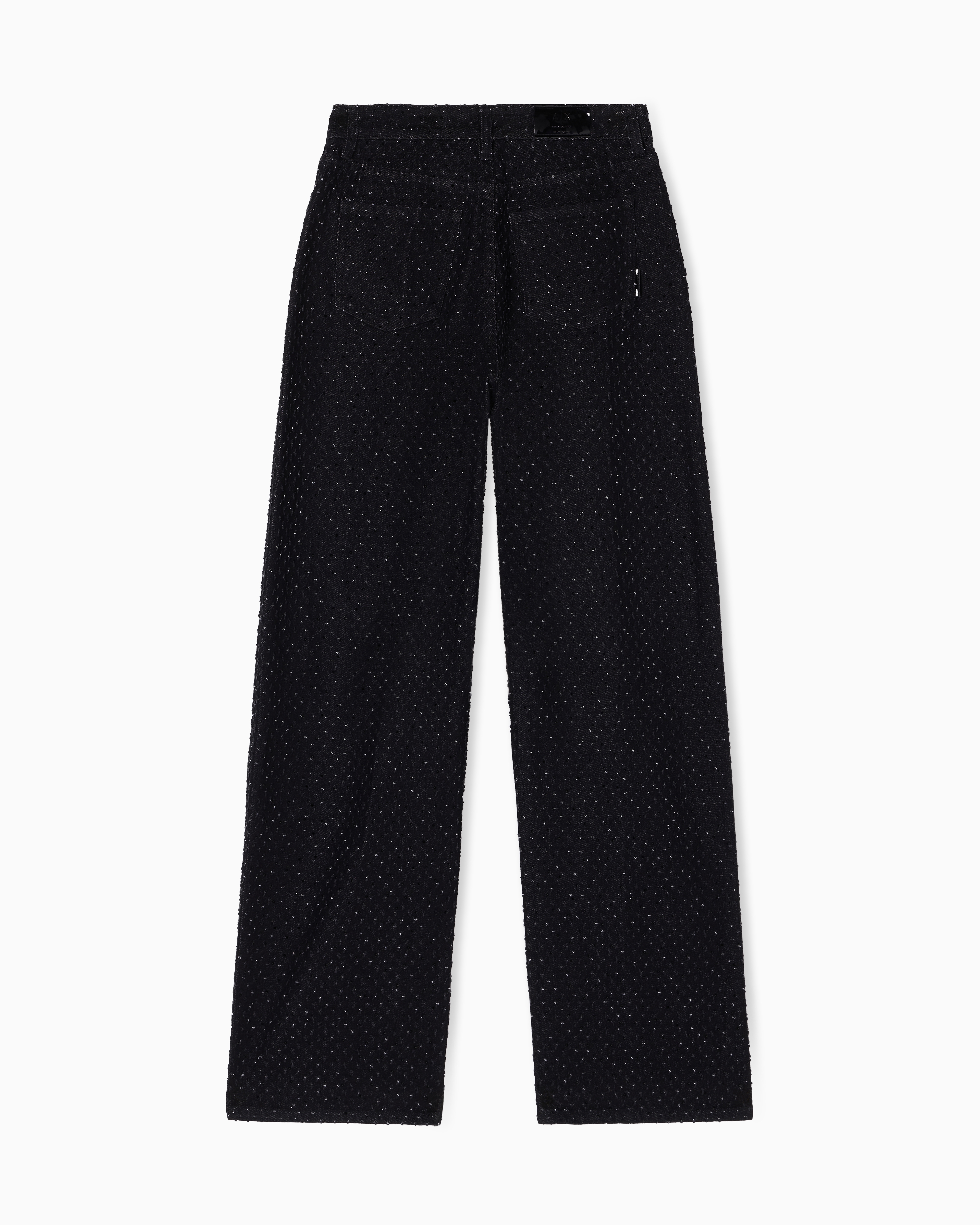Relaxed Fit Jeans in Black Denim with Rhinestones | Armani Exchange