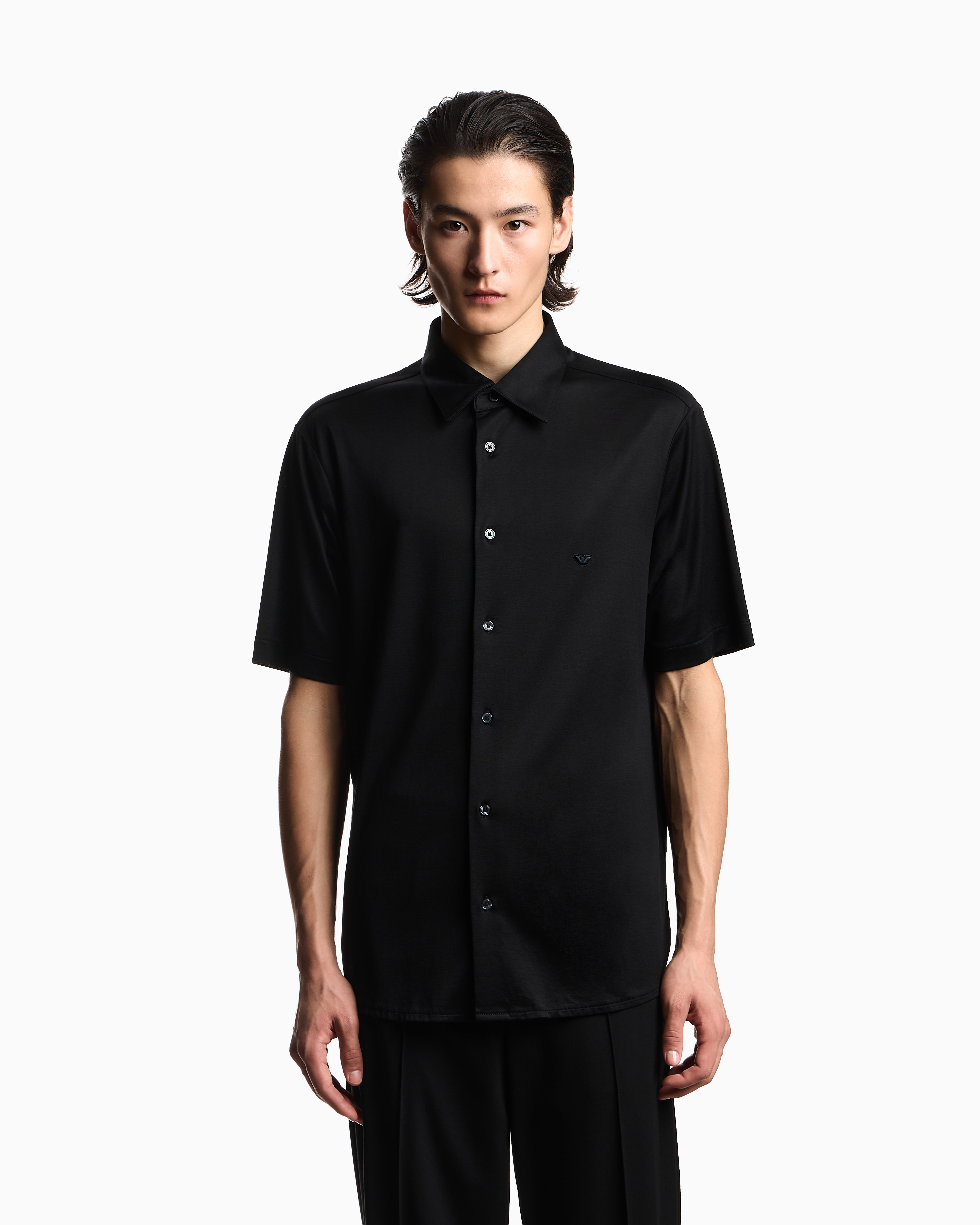 スリムフィット半袖シャツ リヨセル混紡ジャージー | Emporio Armani