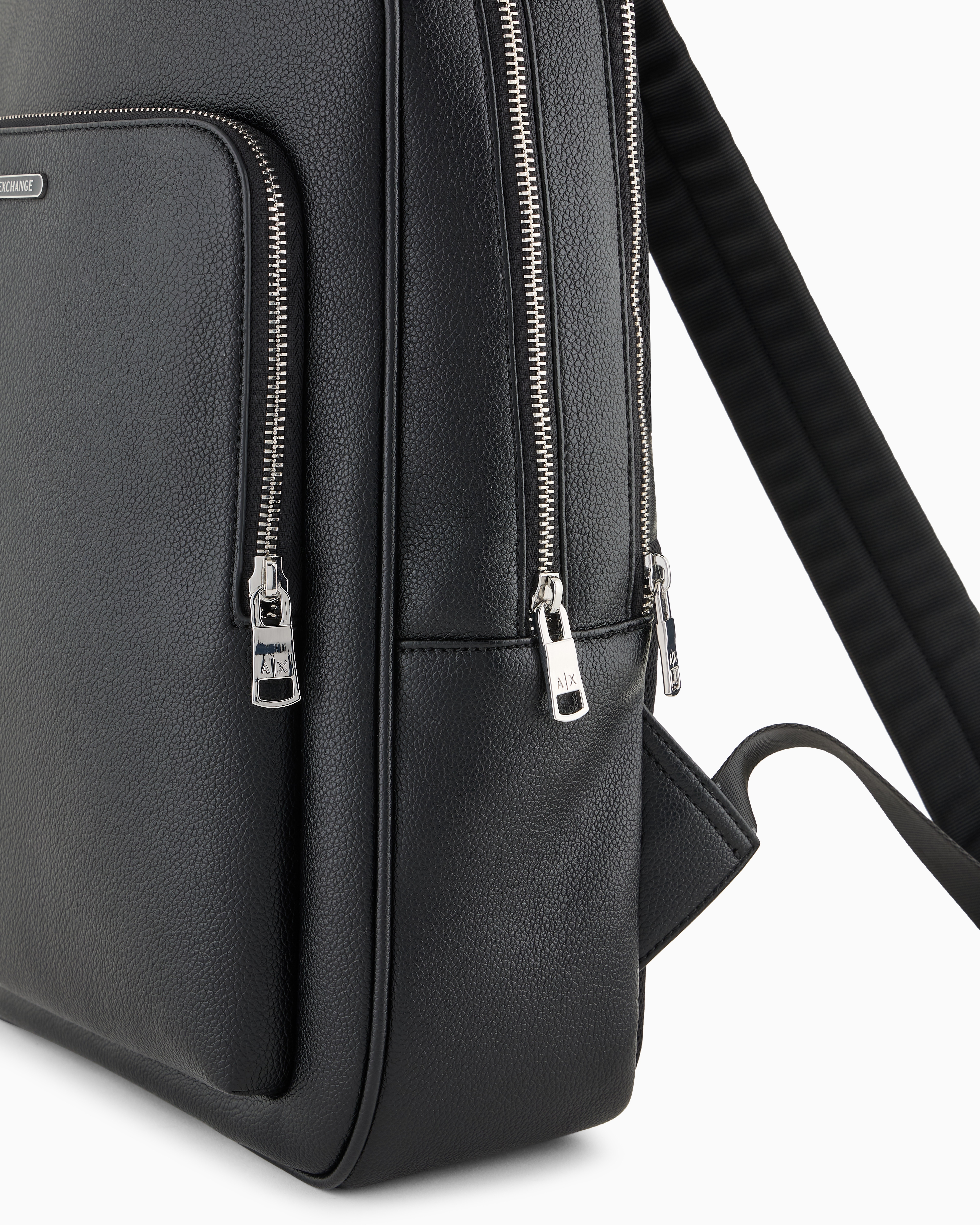 Armani Exchange - Minimal eco-leather backpack, Man, Black, Size: TU