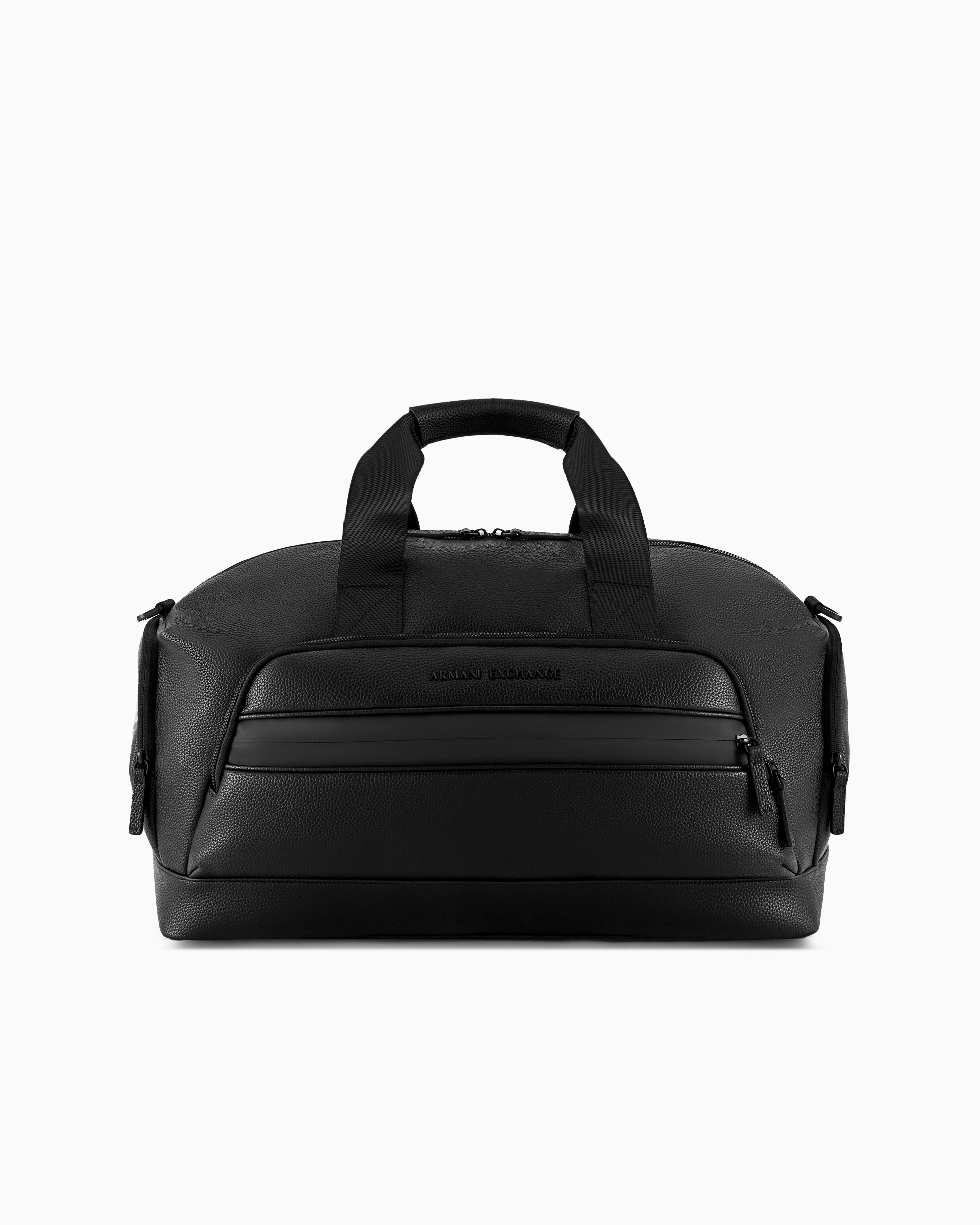 Armani Exchange Black Rectangular Duffel Bag With External Pocket