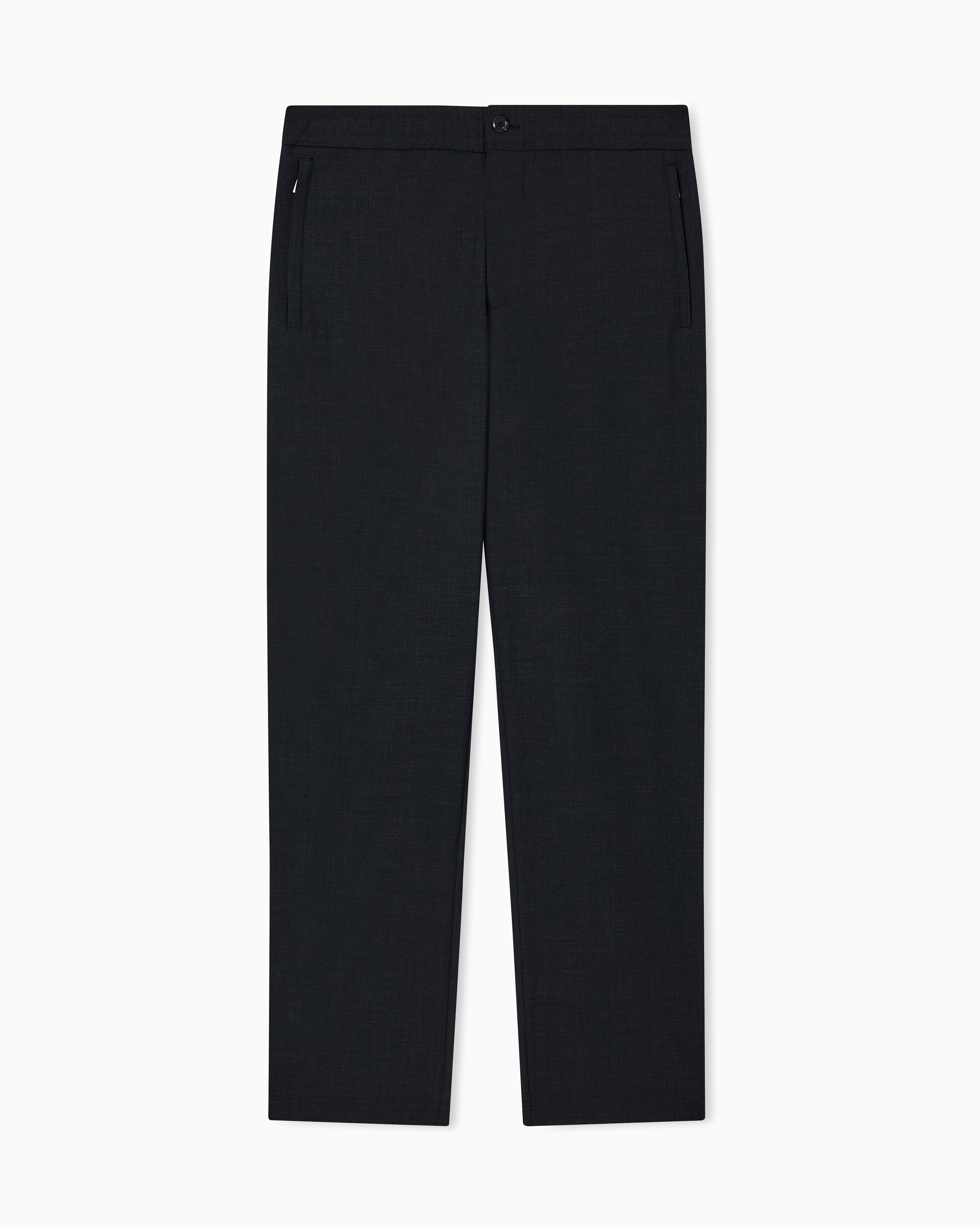 Emporio Armani Grey Wool Blend Stretch Canvas Trousers