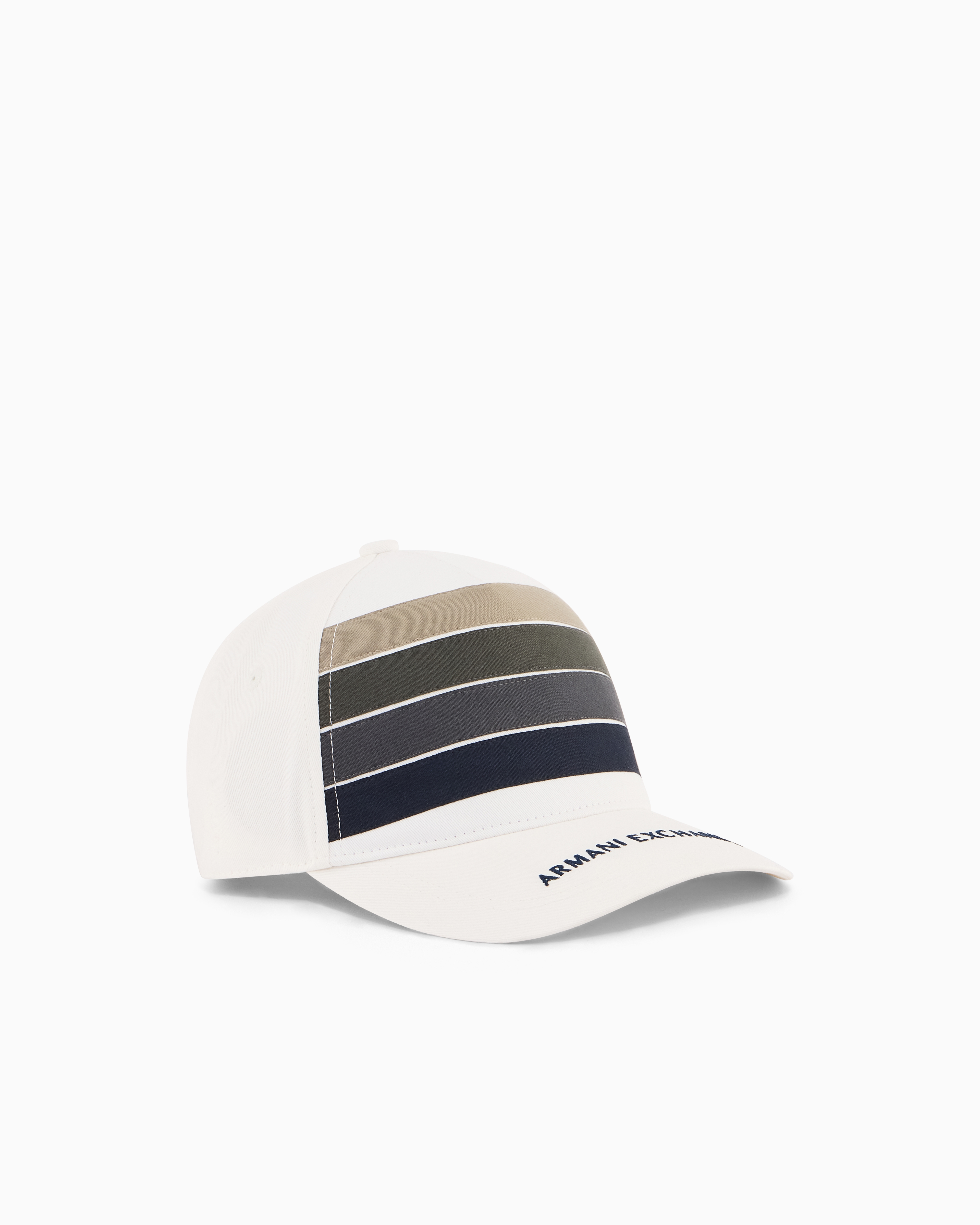 Armani Exchange White Color Block Peaked Cap