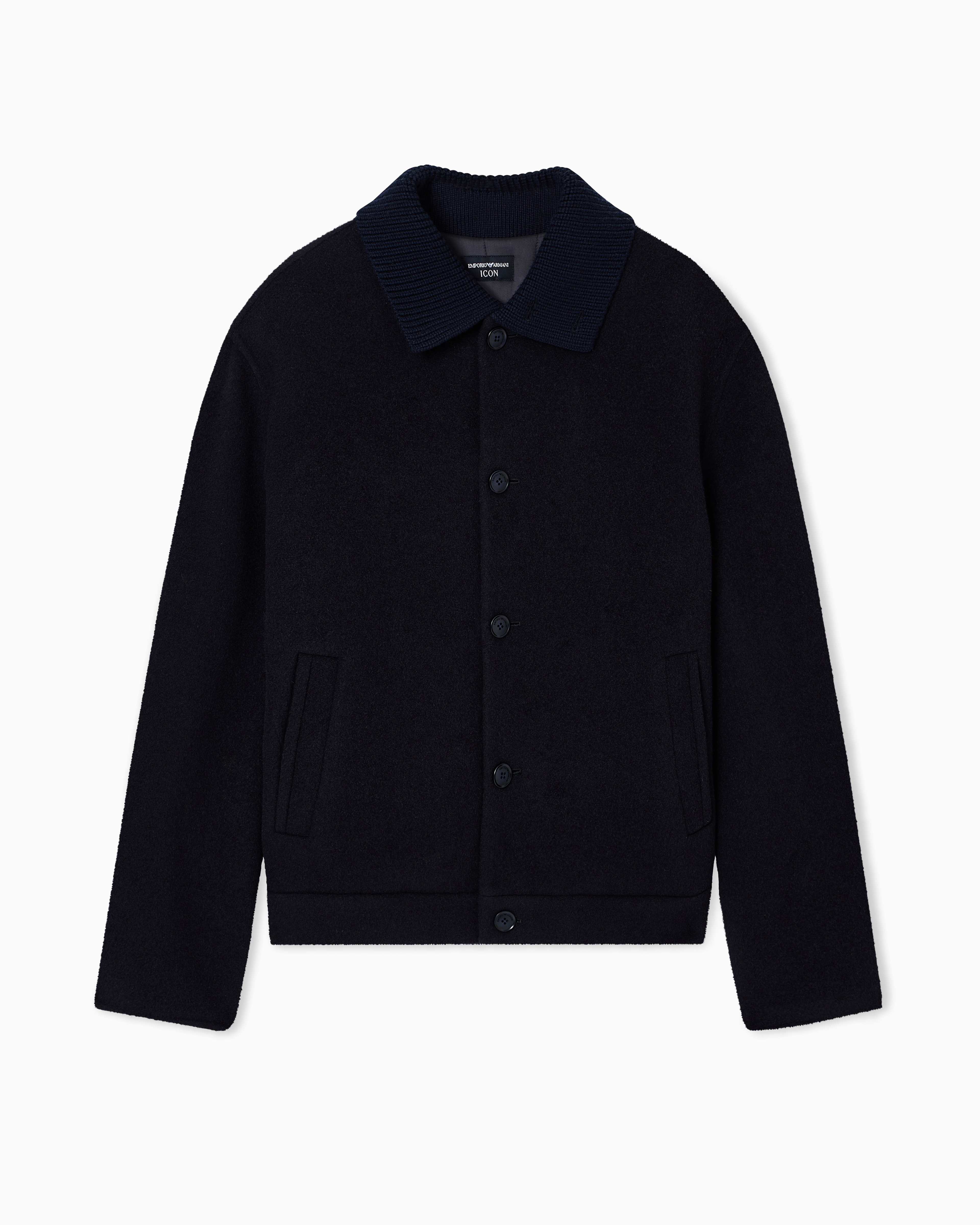 Emporio Armani Navy Blue Icon Virgin-Wool Double Cloth Blouson