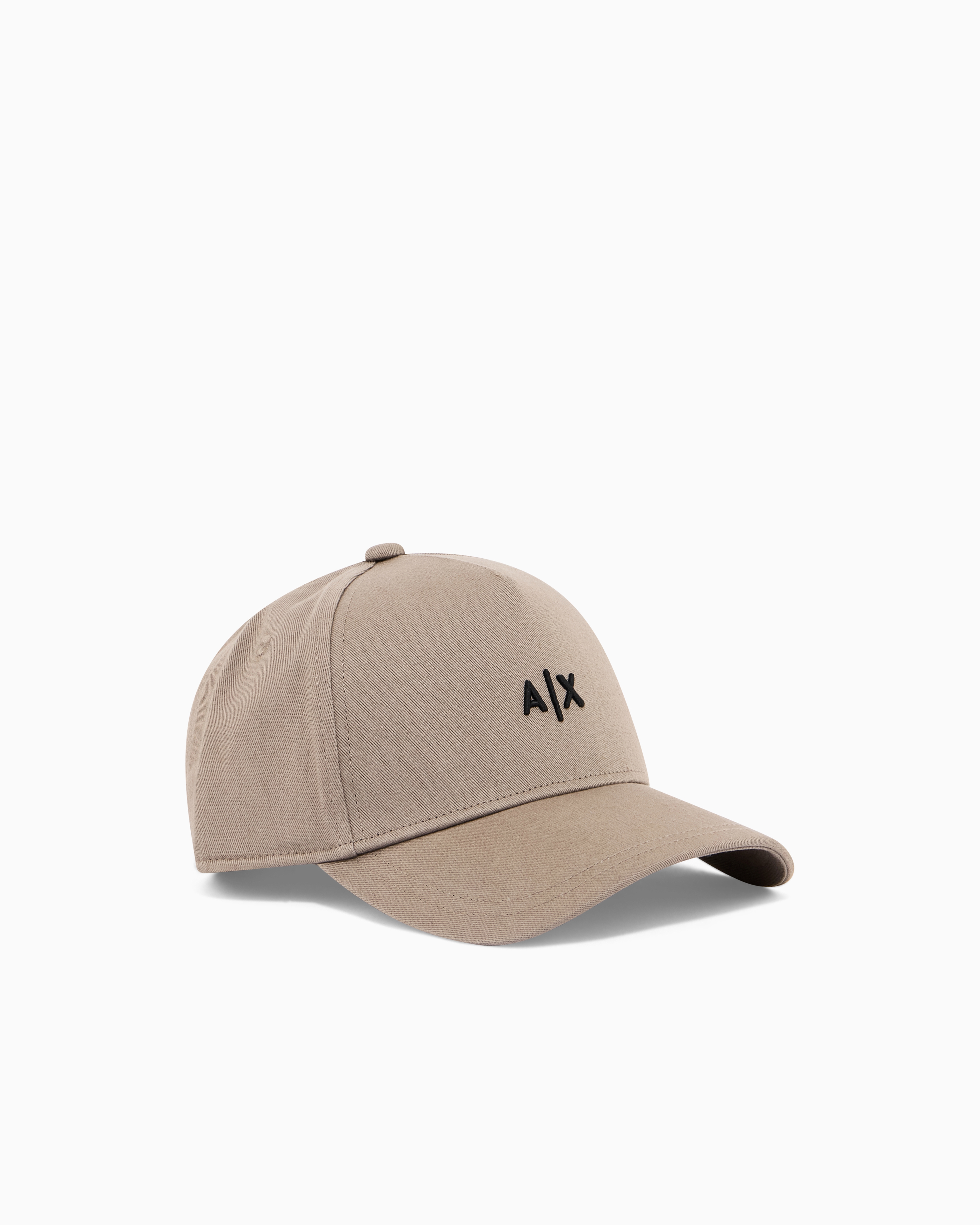 Armani Exchange Beige Logo Cap With Curved Visor In Cotton Twill