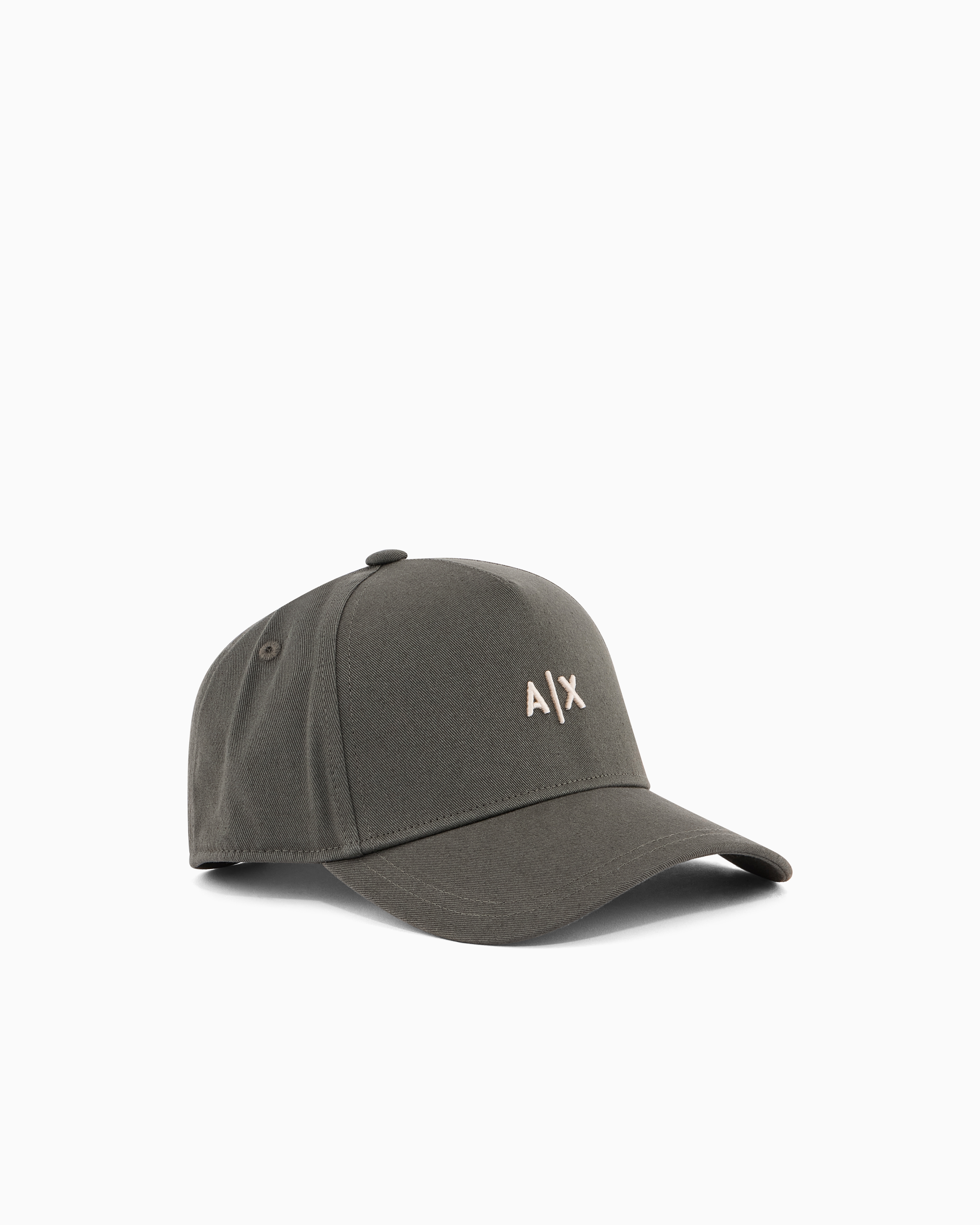 Armani Exchange Green Logo Cap With Curved Visor In Cotton Twill