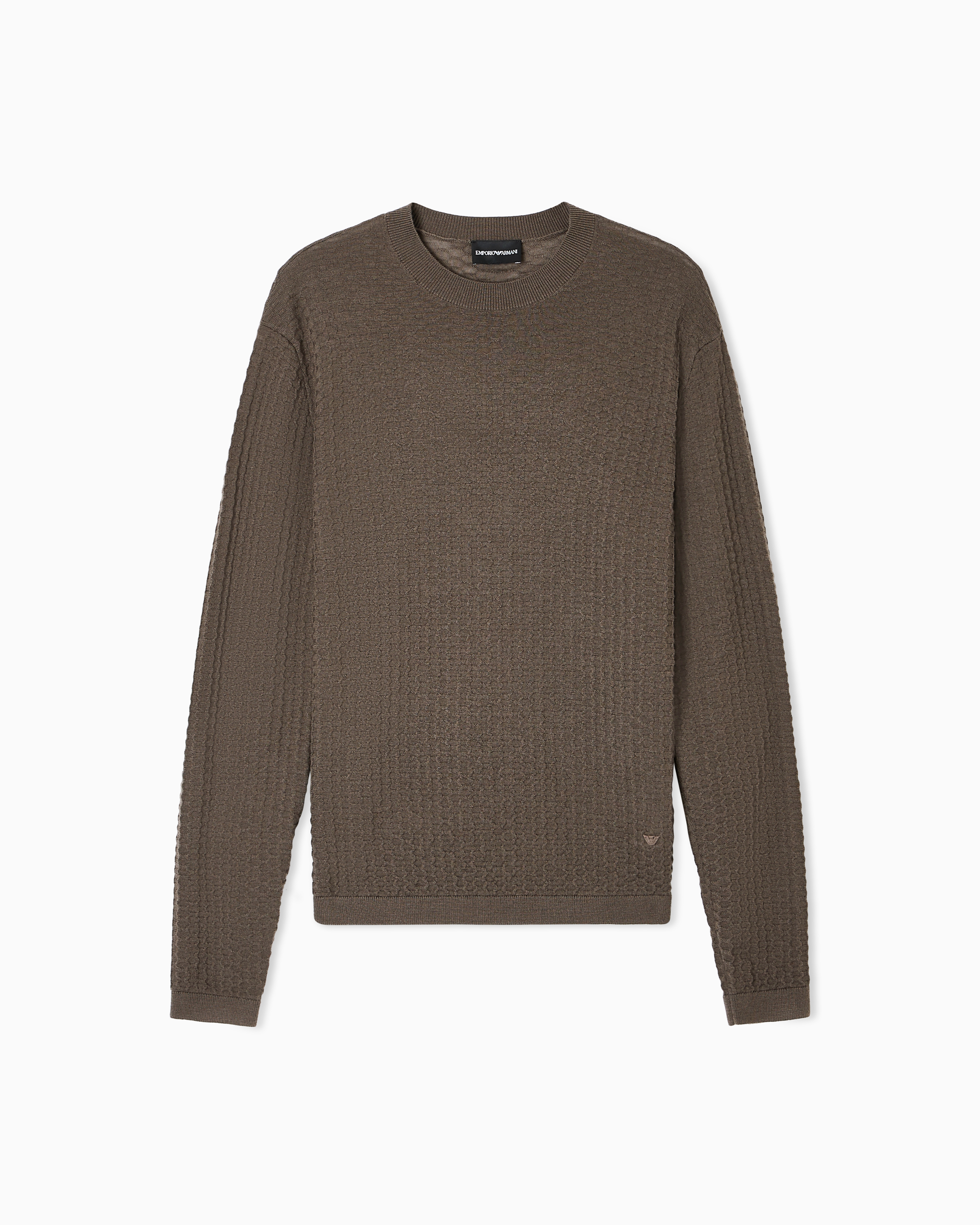 Emporio Armani Brown Textured Virgin Wool Jumper