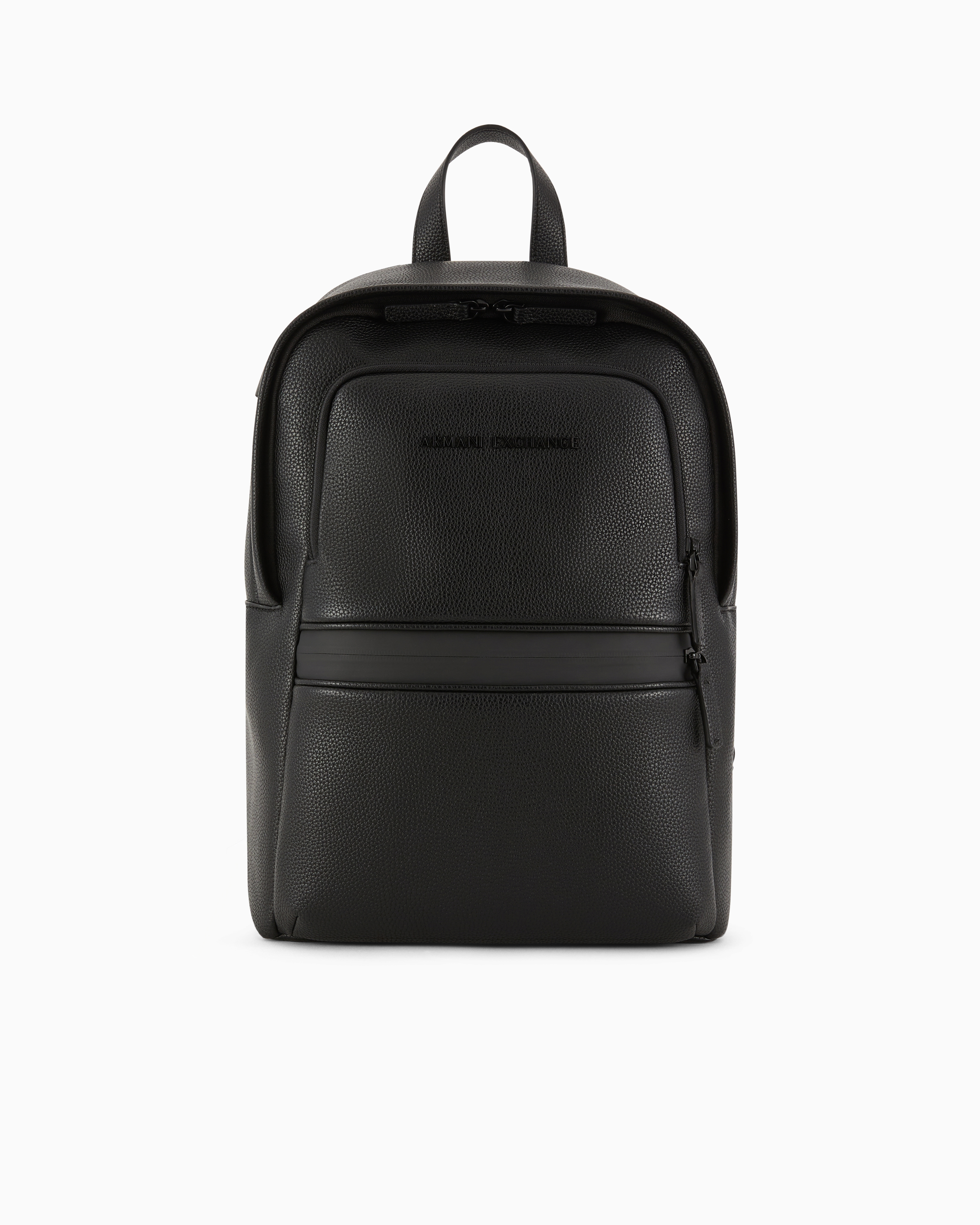 Armani Exchange Black Square Backpack With Contrasting Details