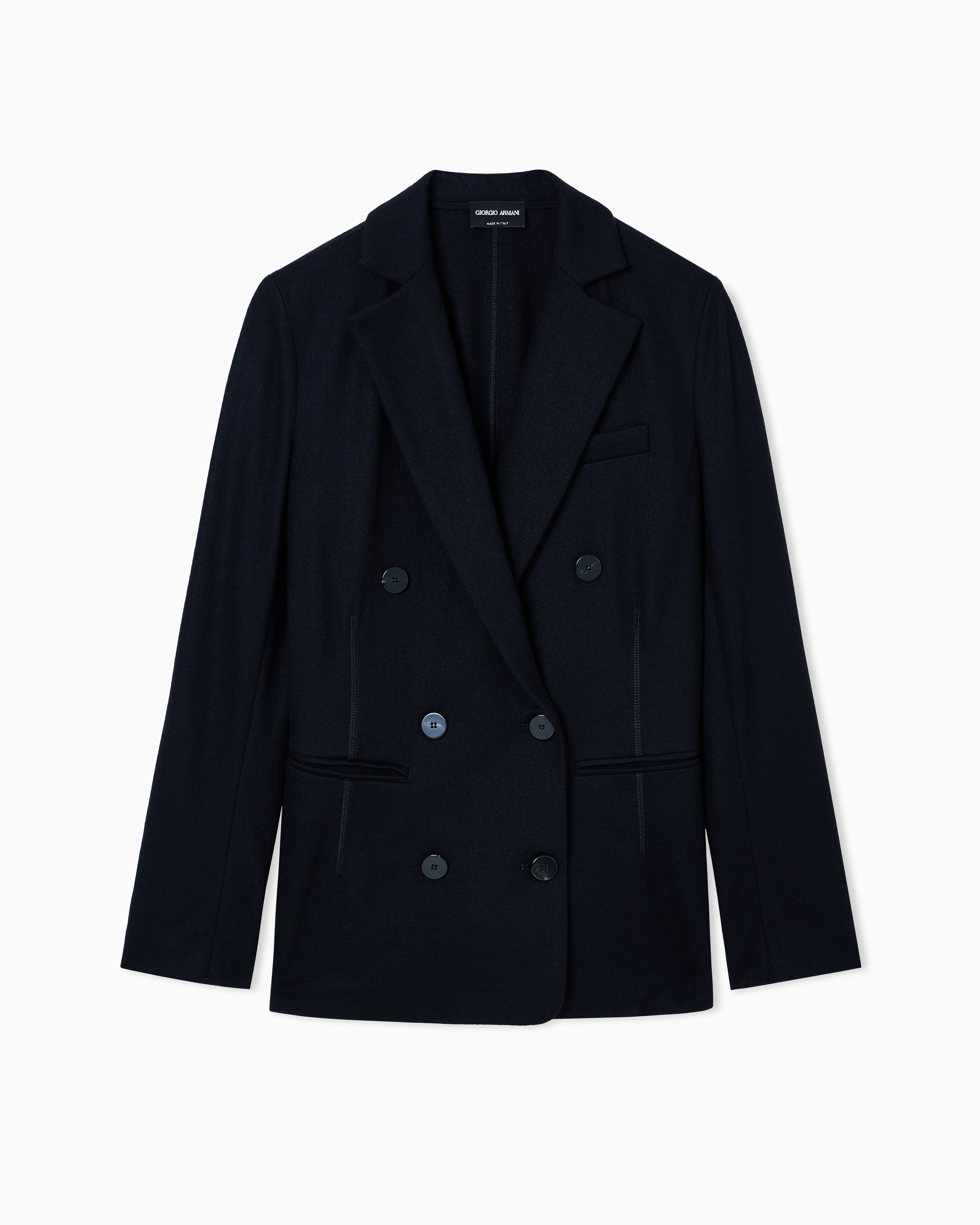 Giorgio Armani Black Pure Cashmere Jersey Double-Breasted Jacket