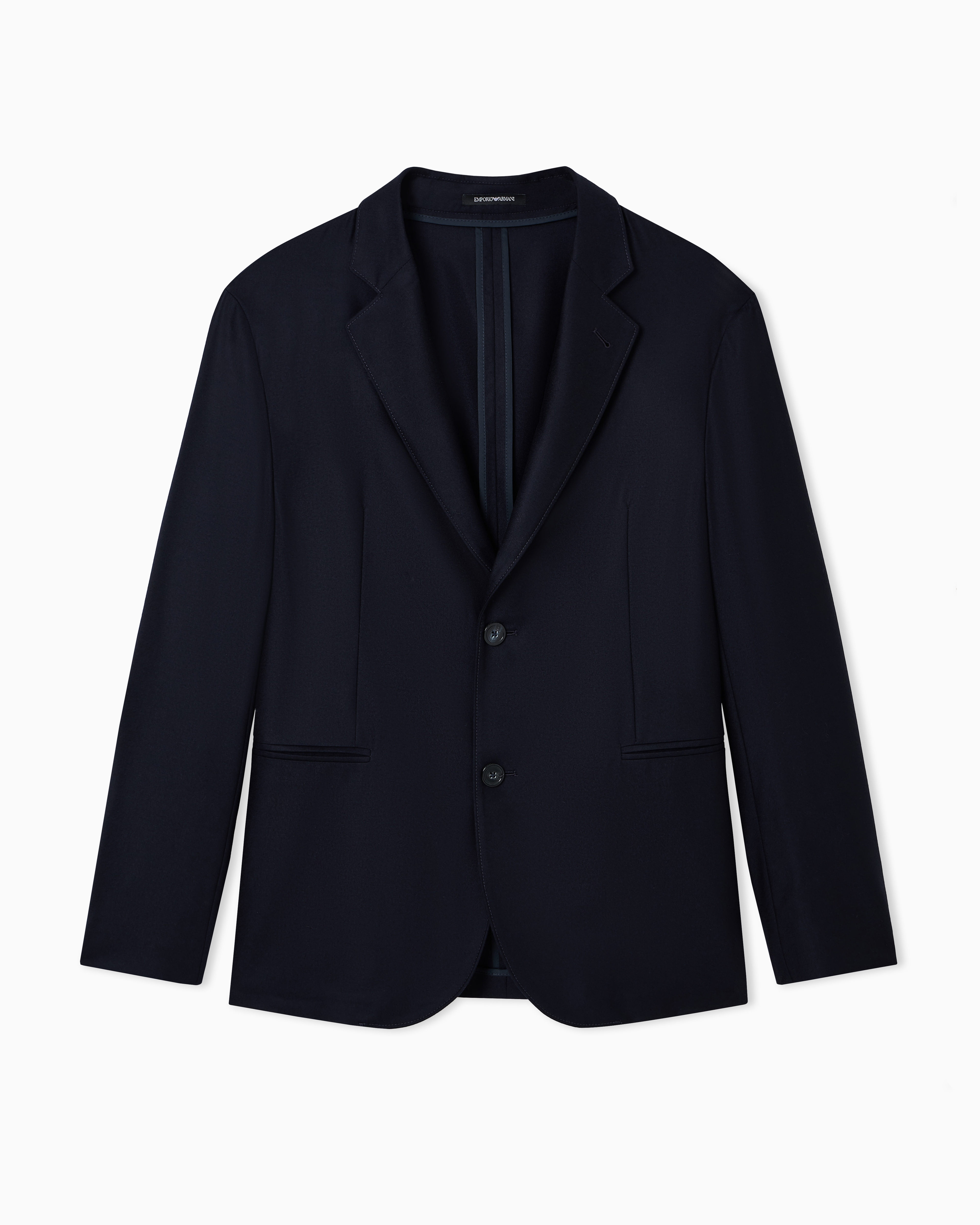 Emporio Armani - Icon single-breasted jacket virgin wool flannel, Man, Navy Blue, Size: