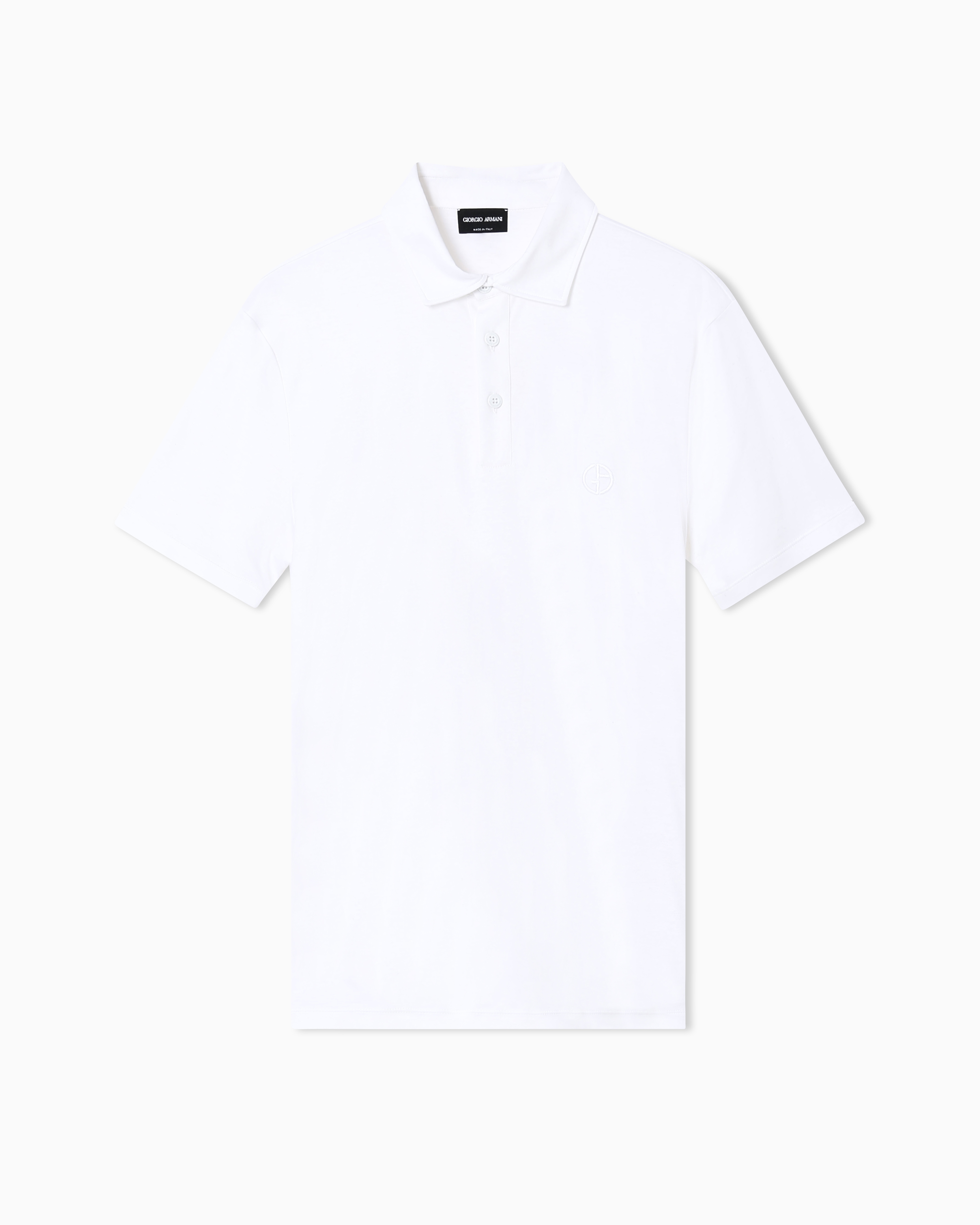 Giorgio Armani White Interlock Polo In Cotton With An Embroidered Logo