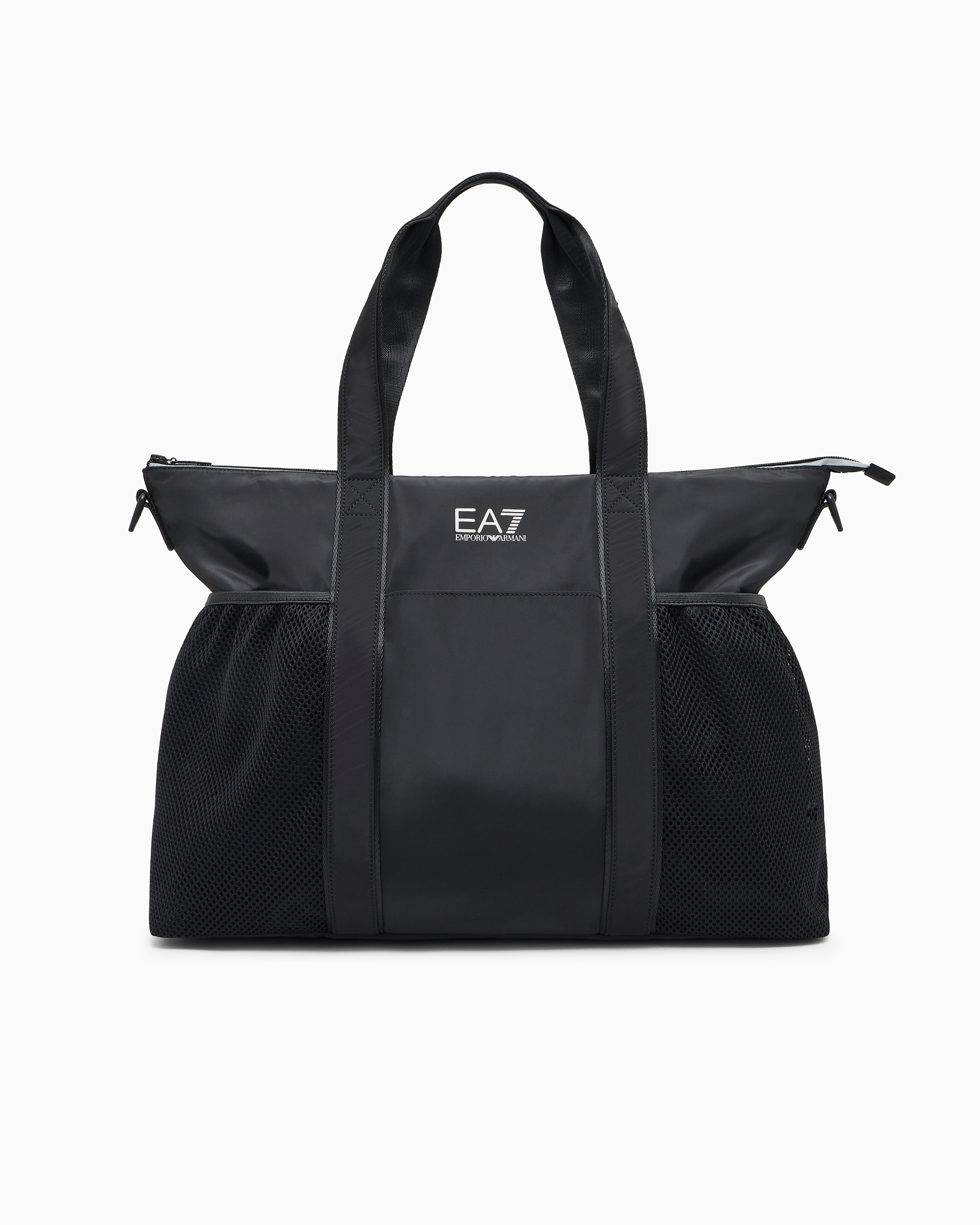 Ea7 Black Technical Fabric Shopper Bag