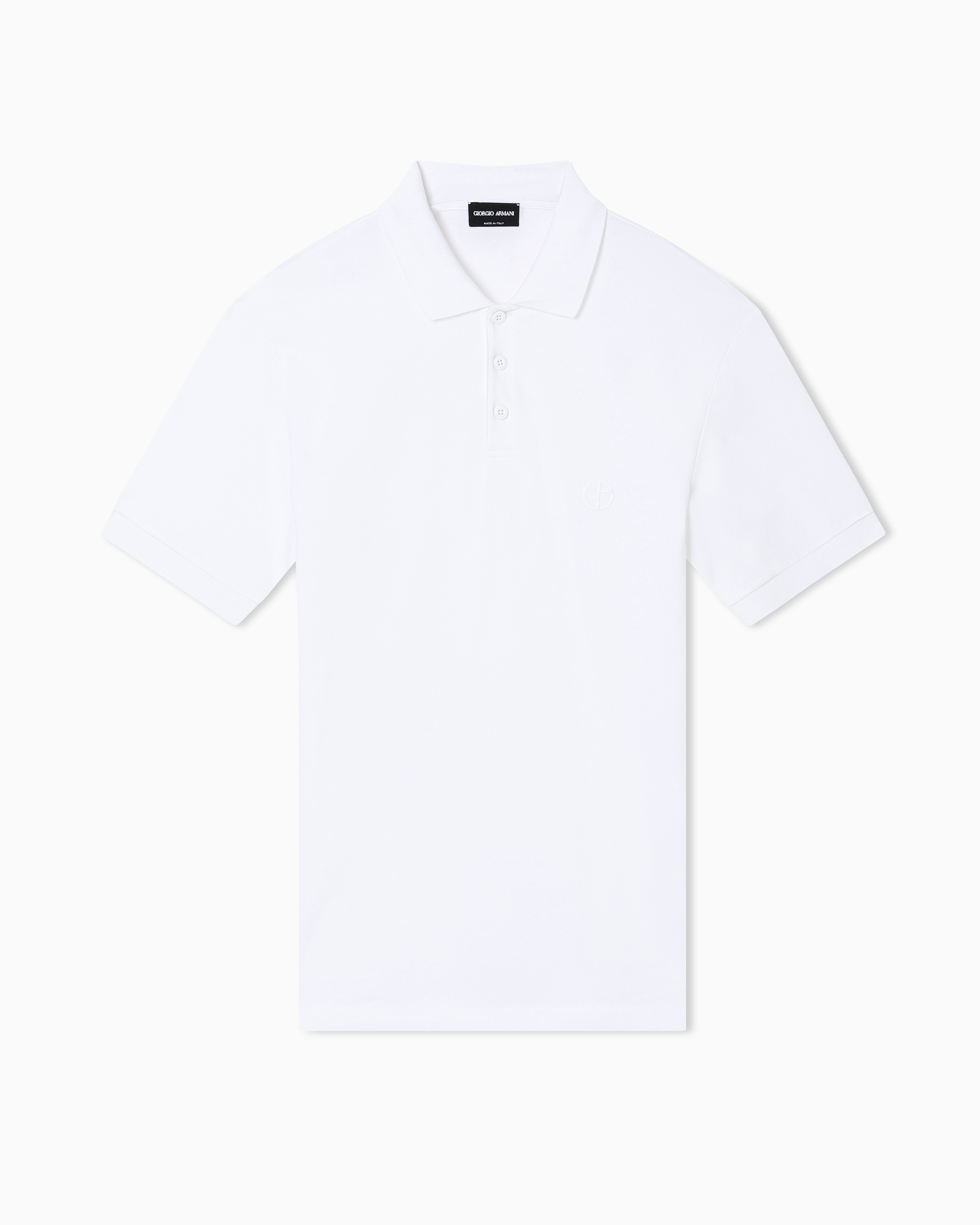 Giorgio Armani White Slim Fit Polo In Stretch Cotton Pique With Logo