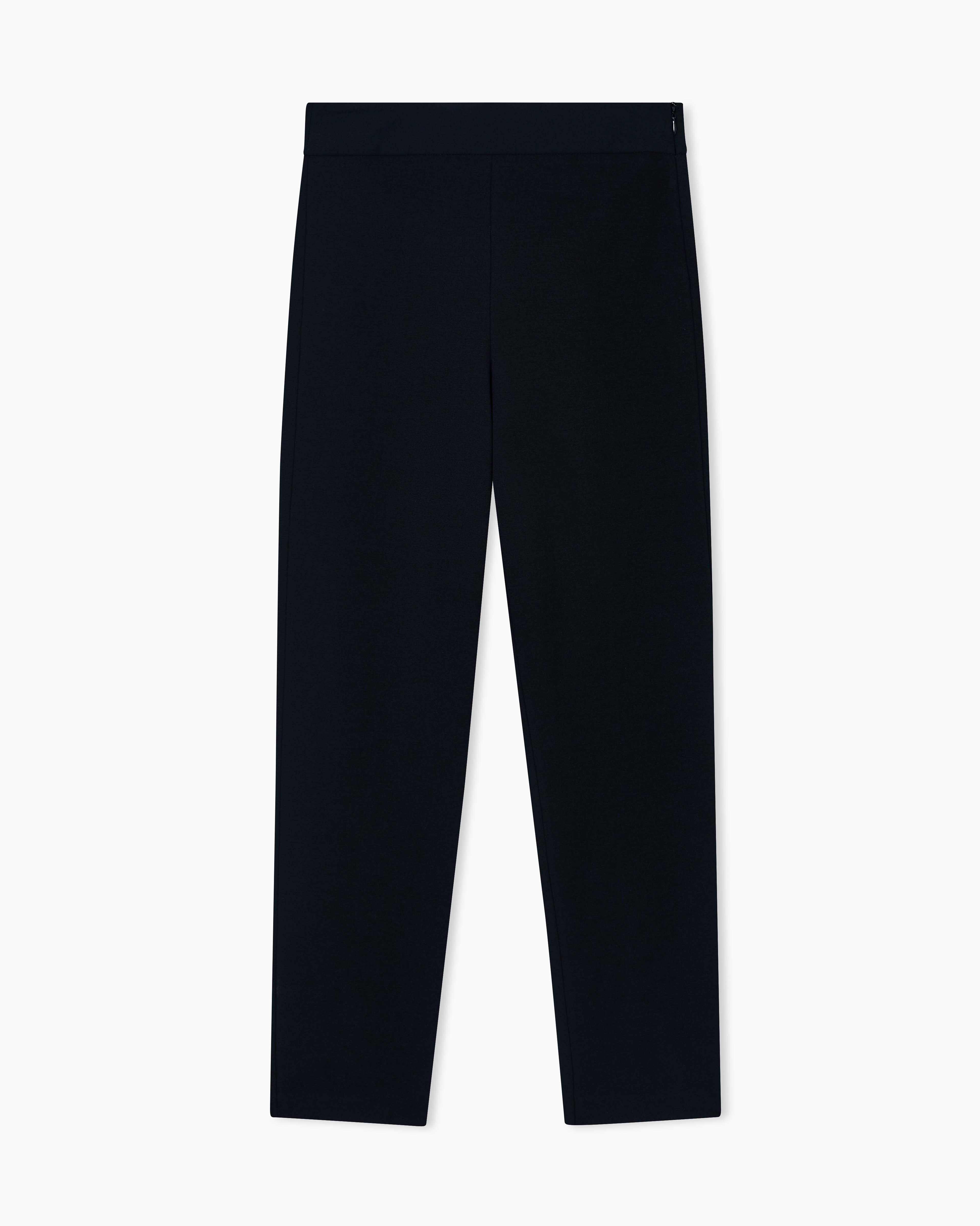 Emporio Armani - Slim fit trousers Milano knit fabric with satin band, Woman, Black, Size: