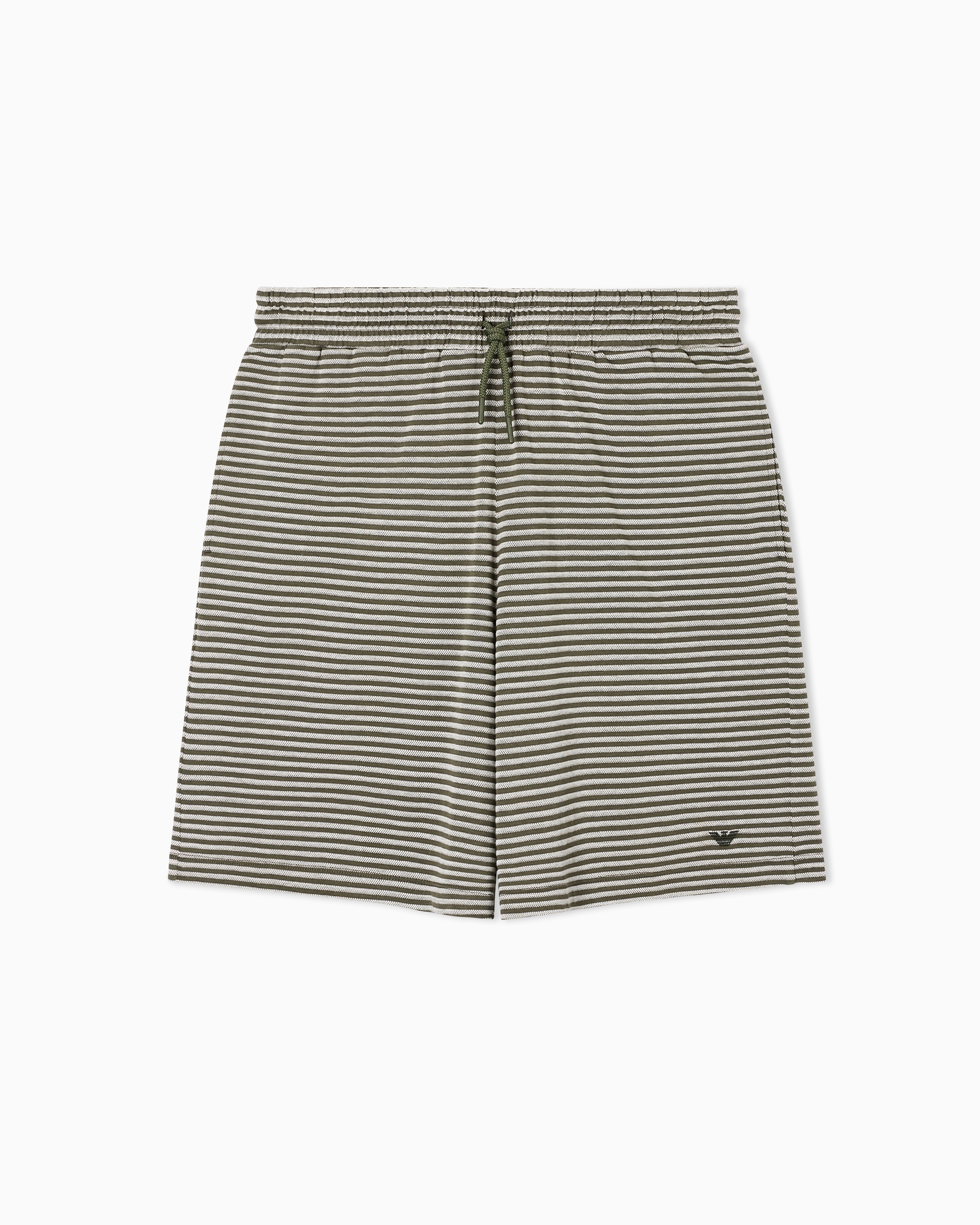 Emporio Armani Green Striped Knit Beachwear Bermuda Shorts
