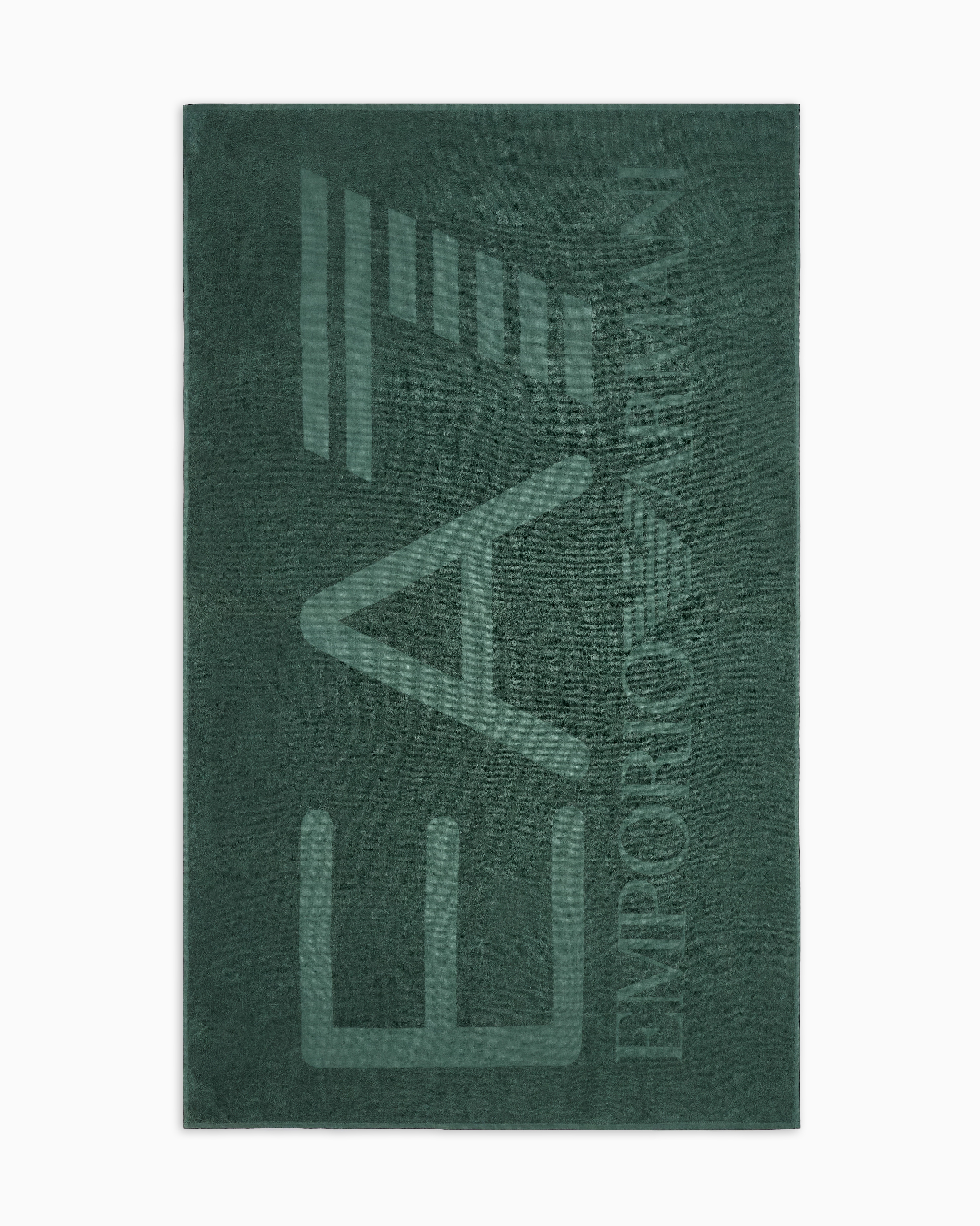 Ea7 Unisex Green Cotton Beach Towel With Logo
