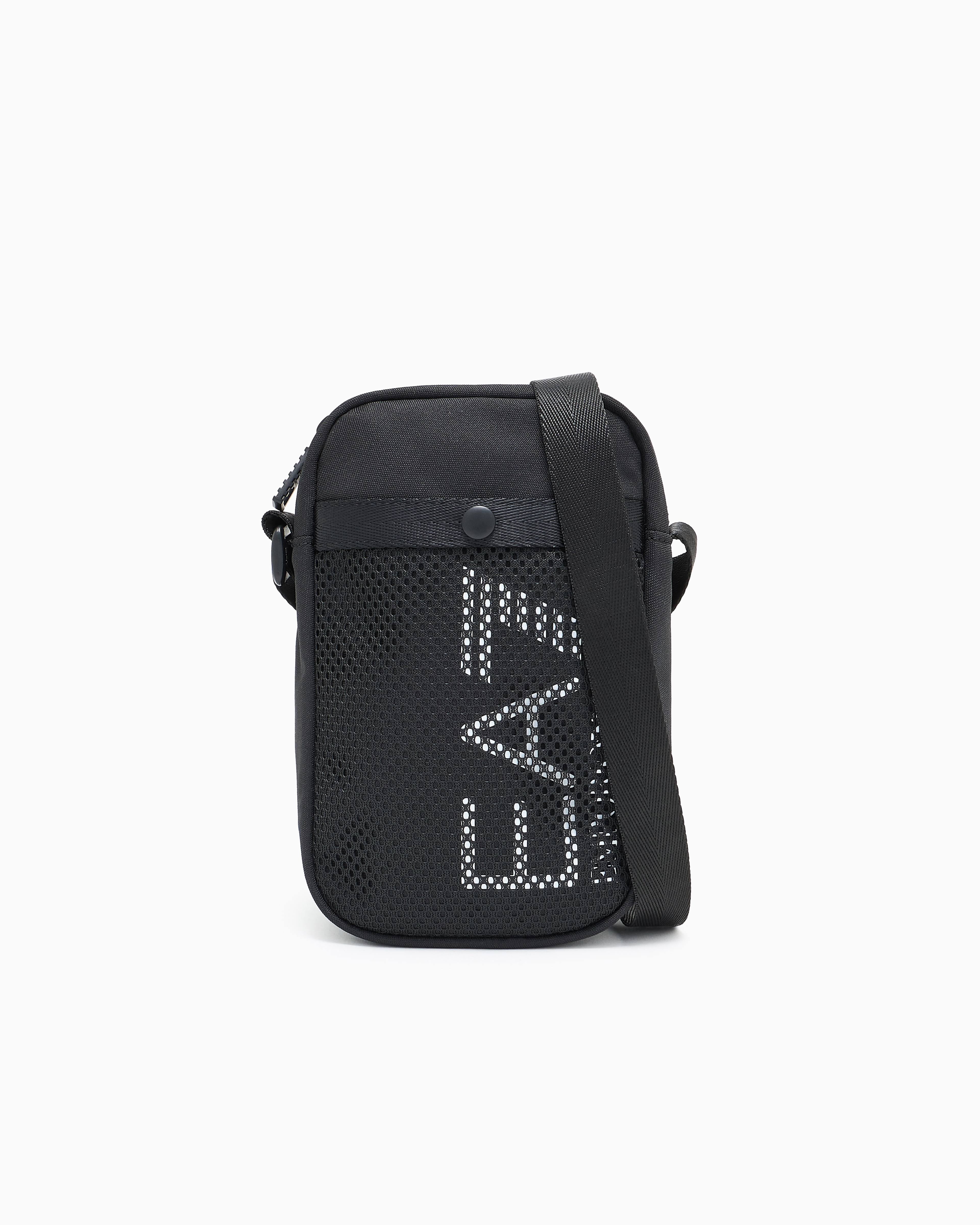 Ea7 Unisex Black Technical Fabric Belt Bag