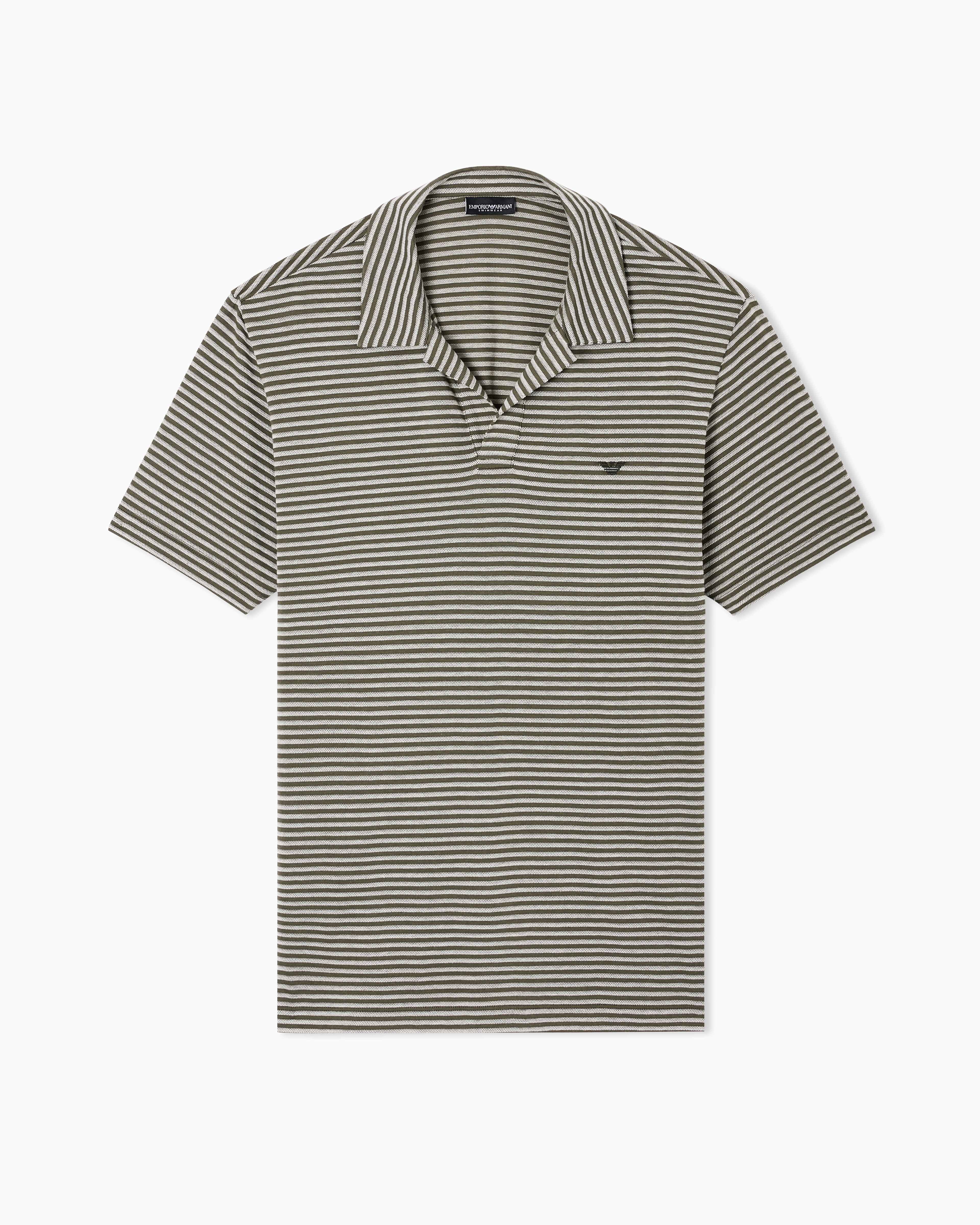 Emporio Armani Green Striped Knit Beachwear Polo Shirt