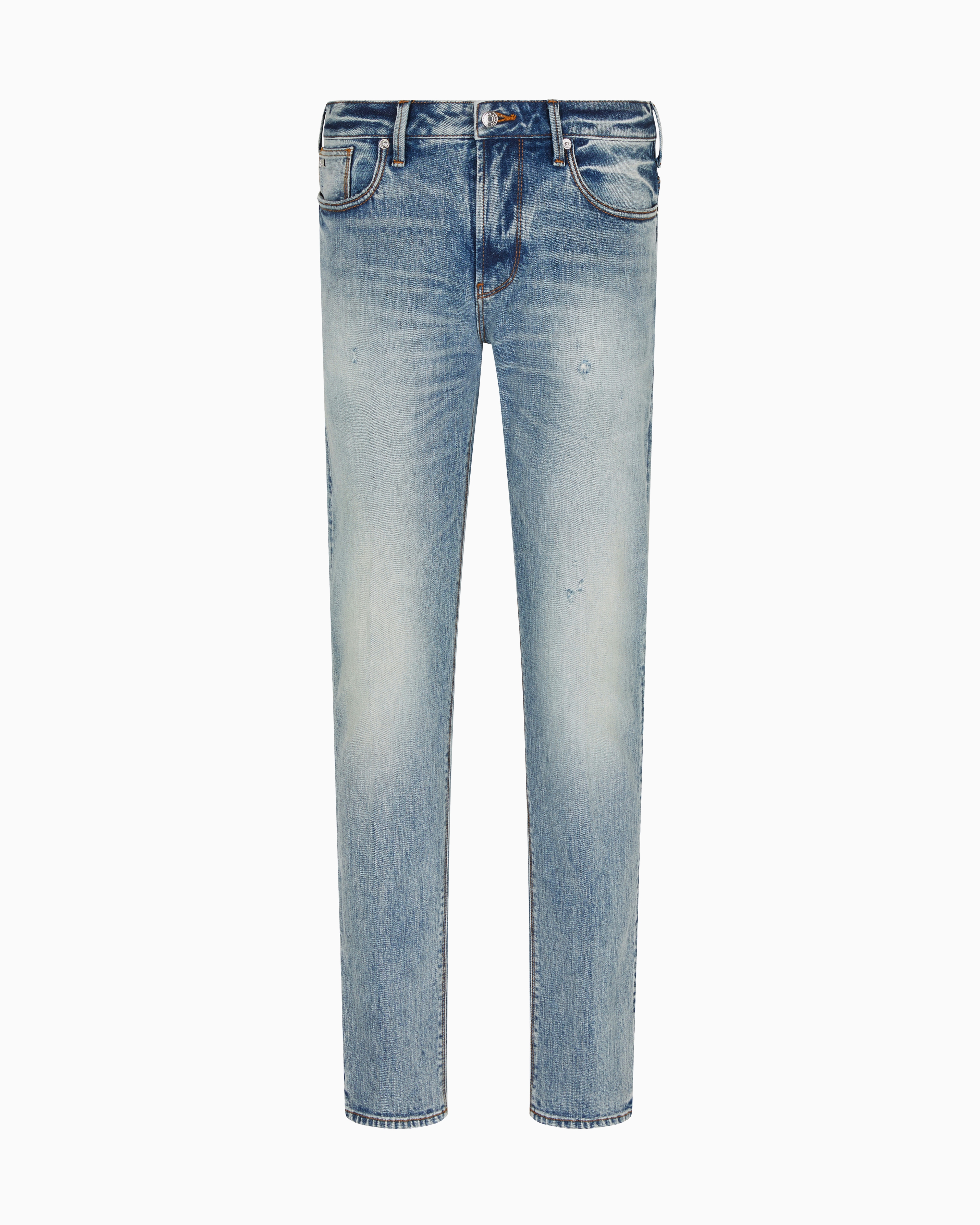 Emporio Armani - ASV J06 slim-fit jeans bleached stretch denim, Man, Blue, Size: