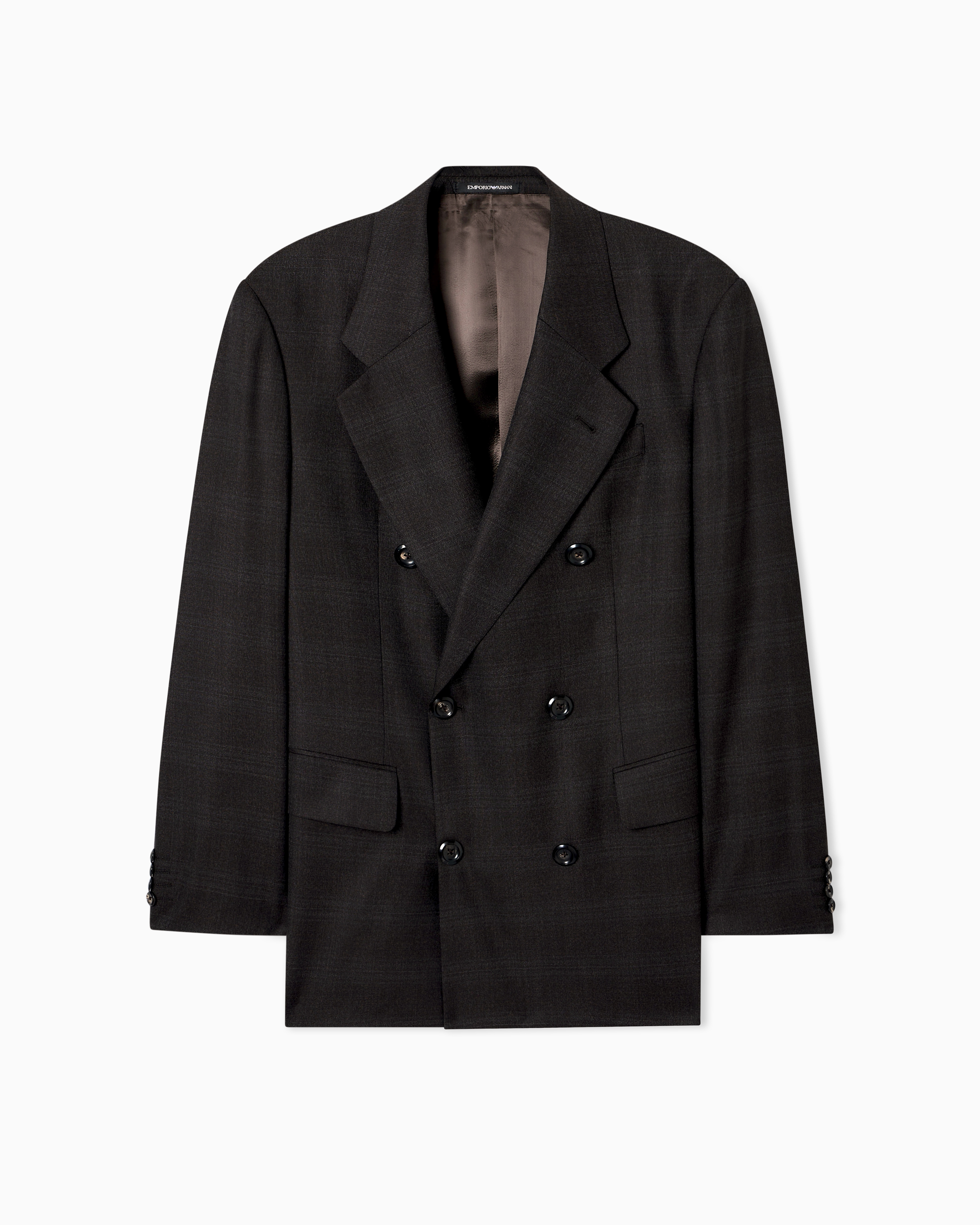 Emporio Armani - Double-breasted blazer a Prince of Wales check super 130s wool, Man, Grey, Size: