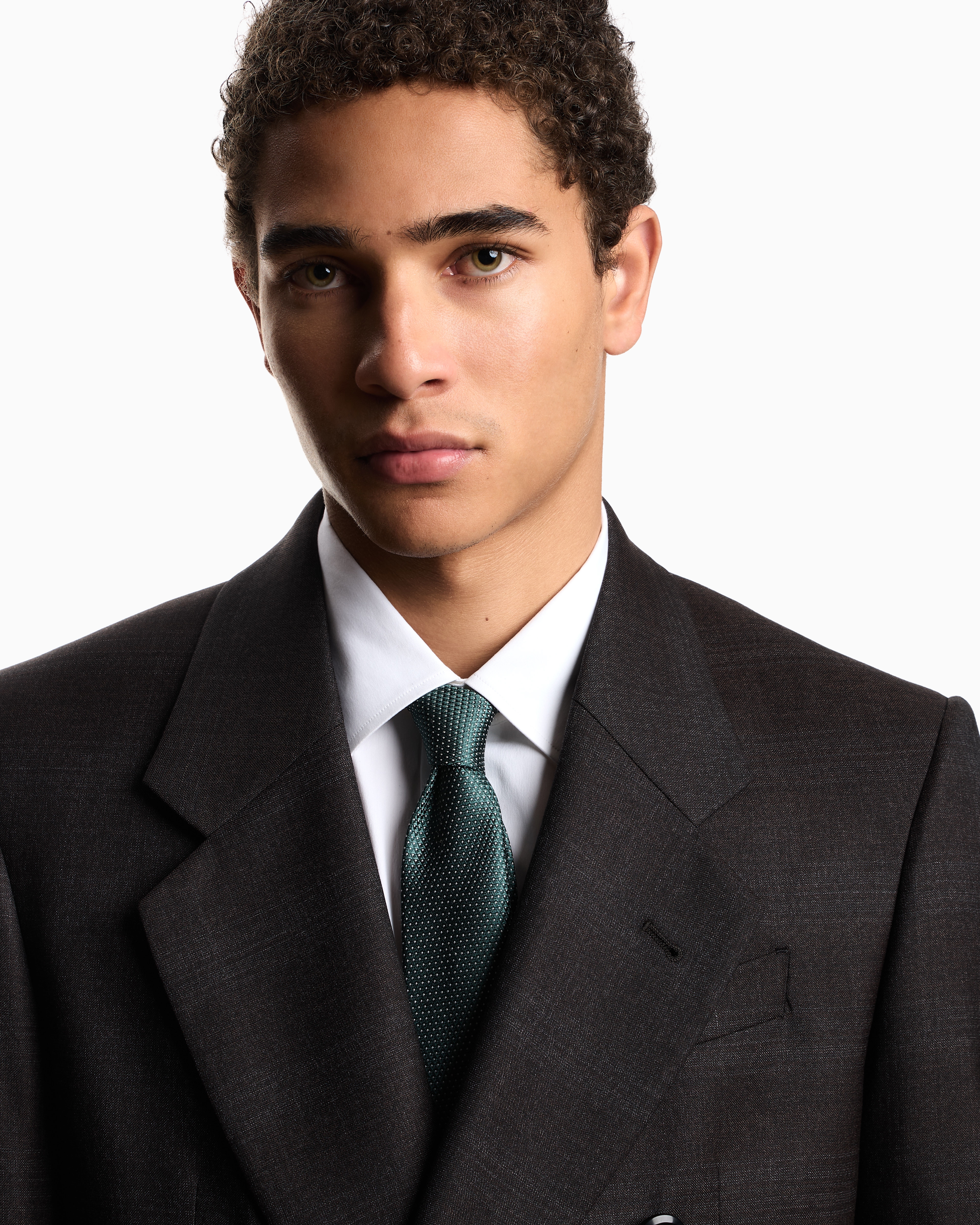 Emporio Armani - Silk blend tie with jacquard op-art micro-pattern, Man, Green, Size: TU