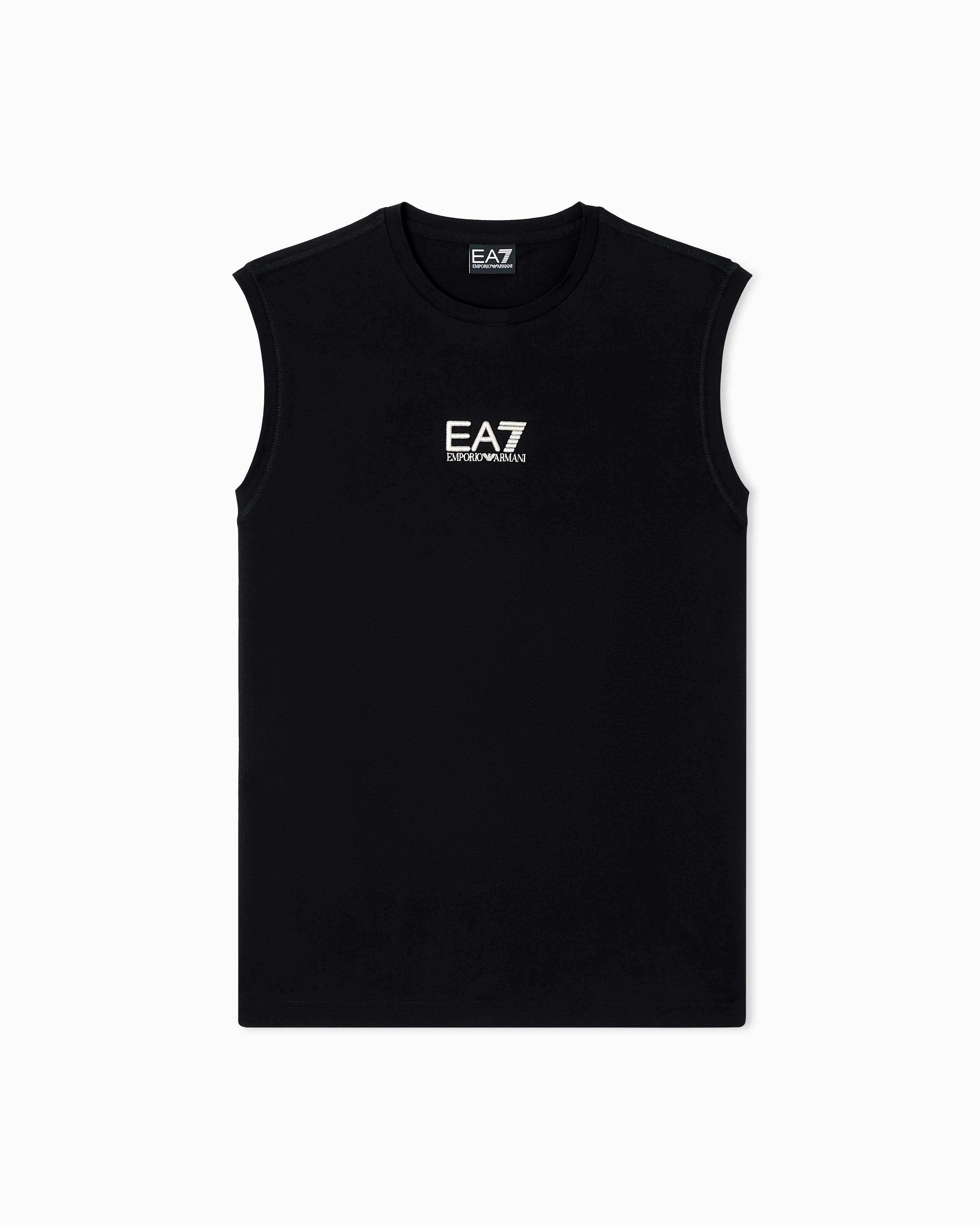 Ea7 Black Graphic Series Cotton-Jersey Tank Top