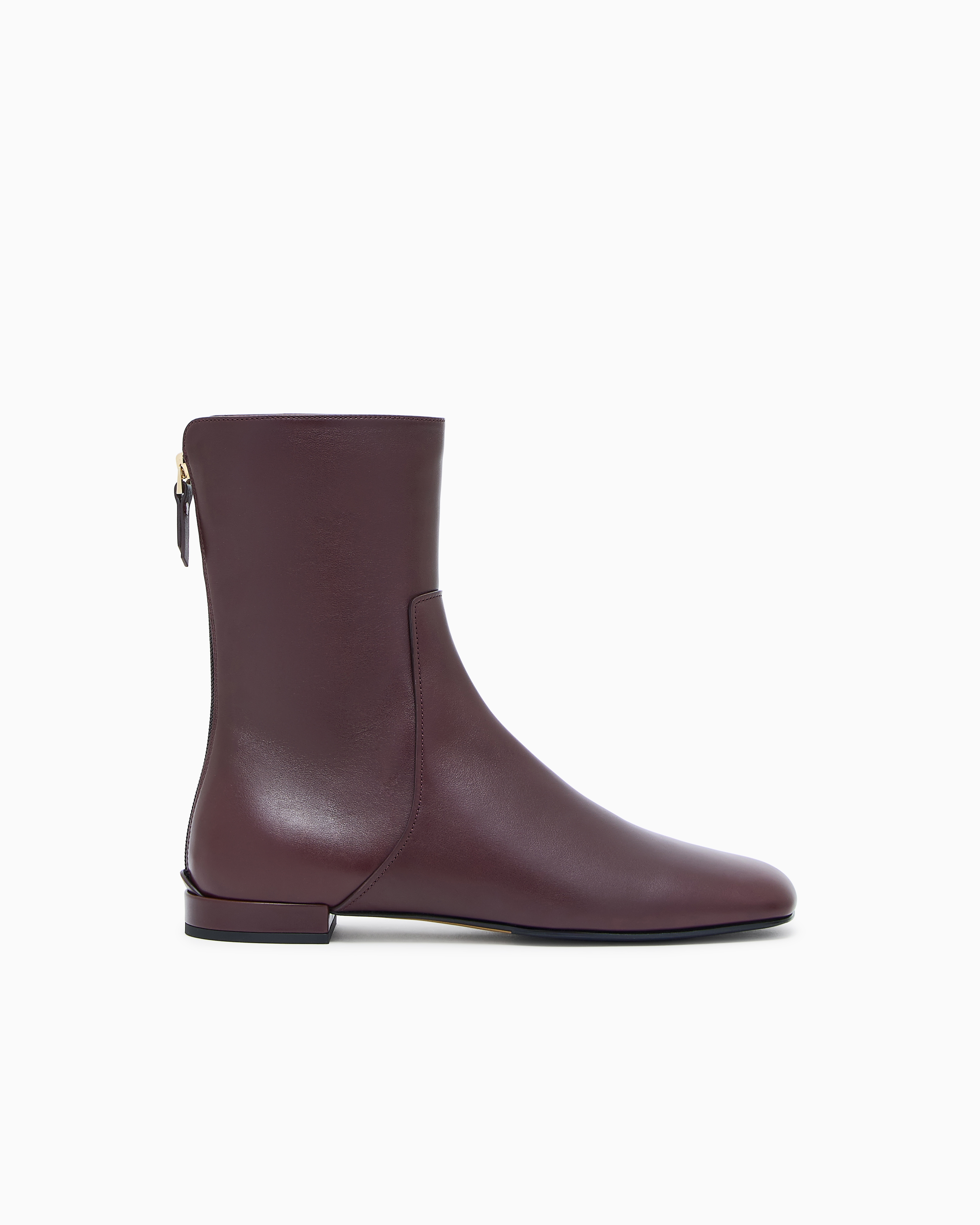 Giorgio Armani Burgundy Leather Ankle Boots