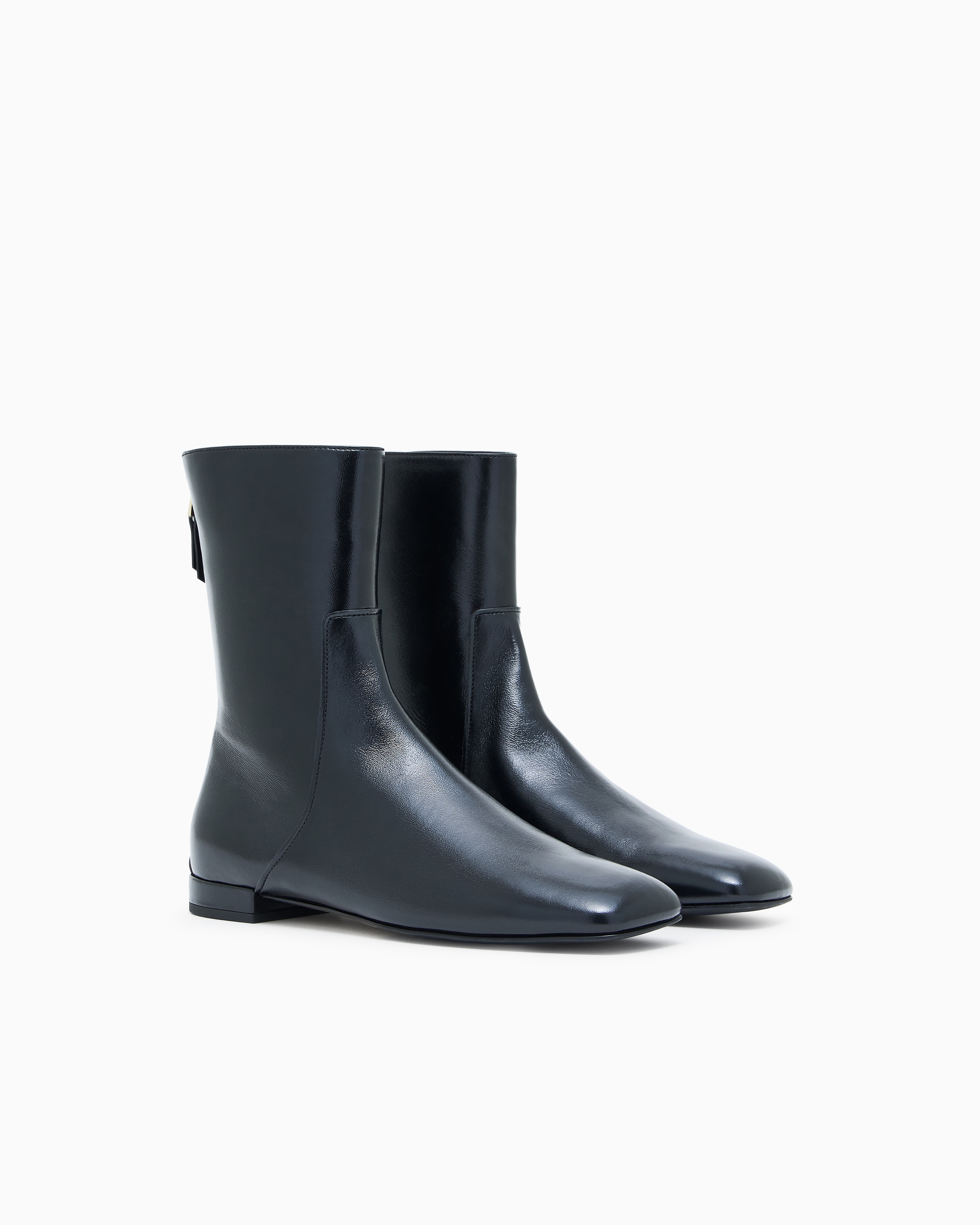 Giorgio Armani Patent-leather Ankle Boots In Black