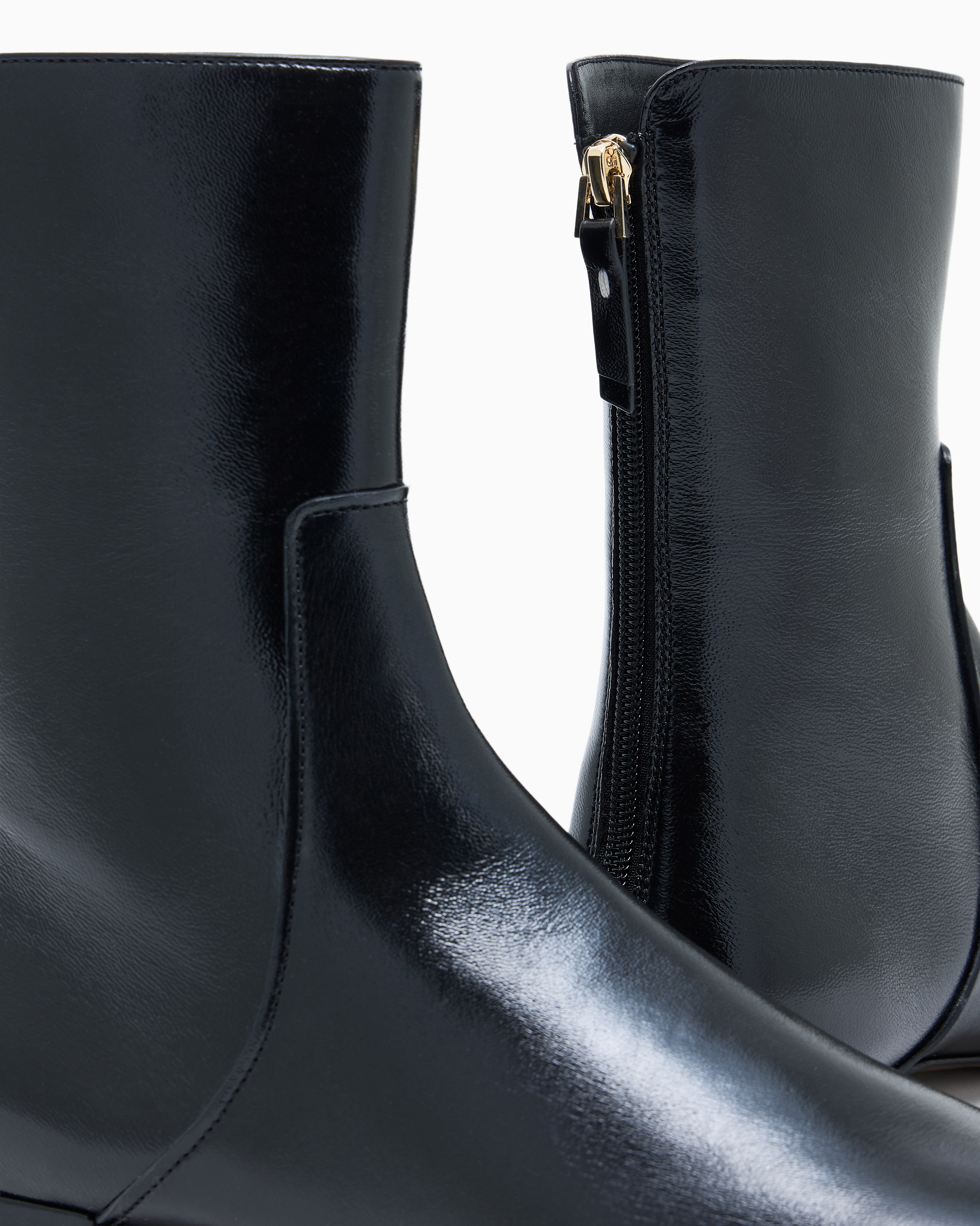 Giorgio Armani Patent-leather Ankle Boots In Black