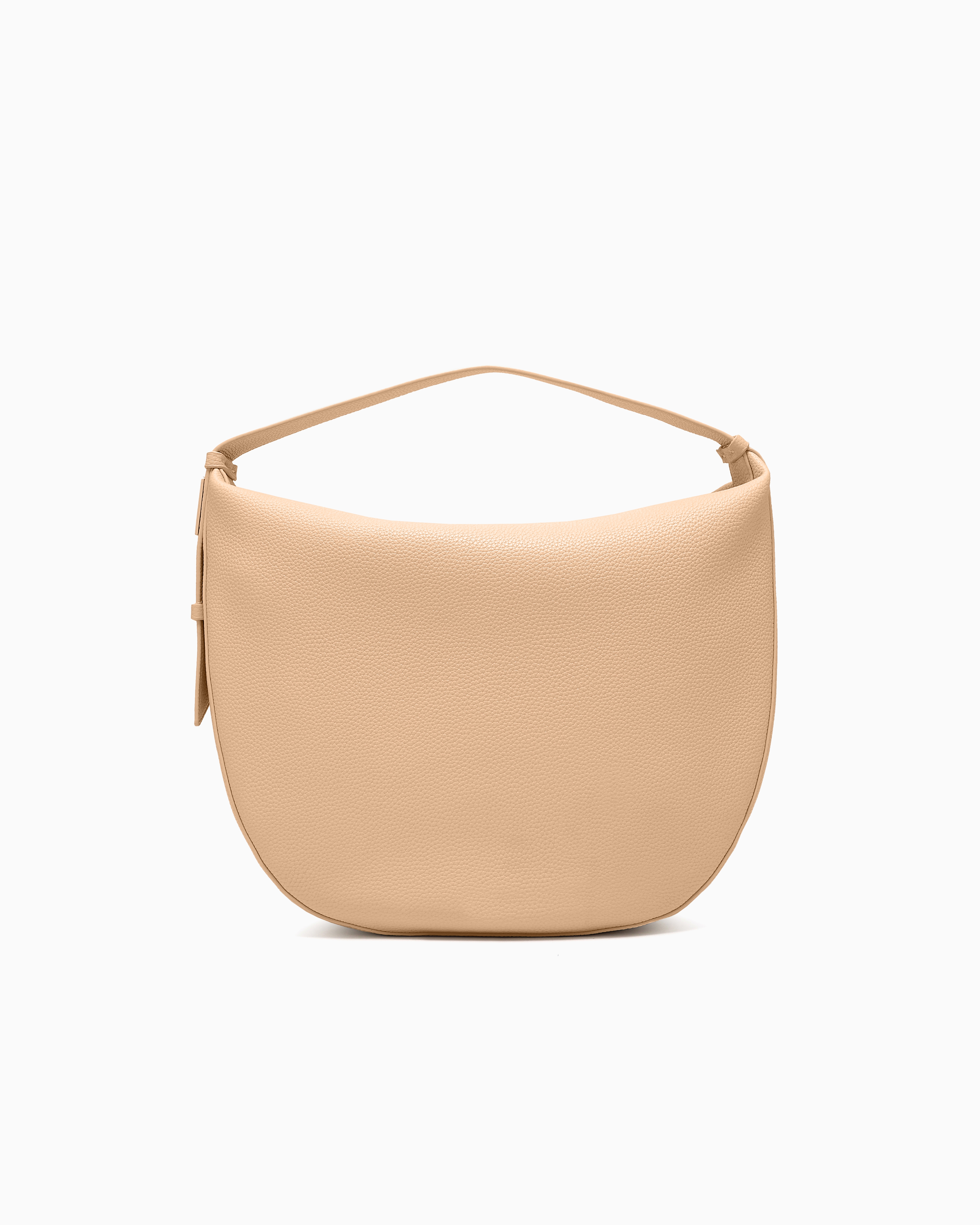 Armani Exchange Beige Hobo Bag With Hammered Effect And Zip Closure