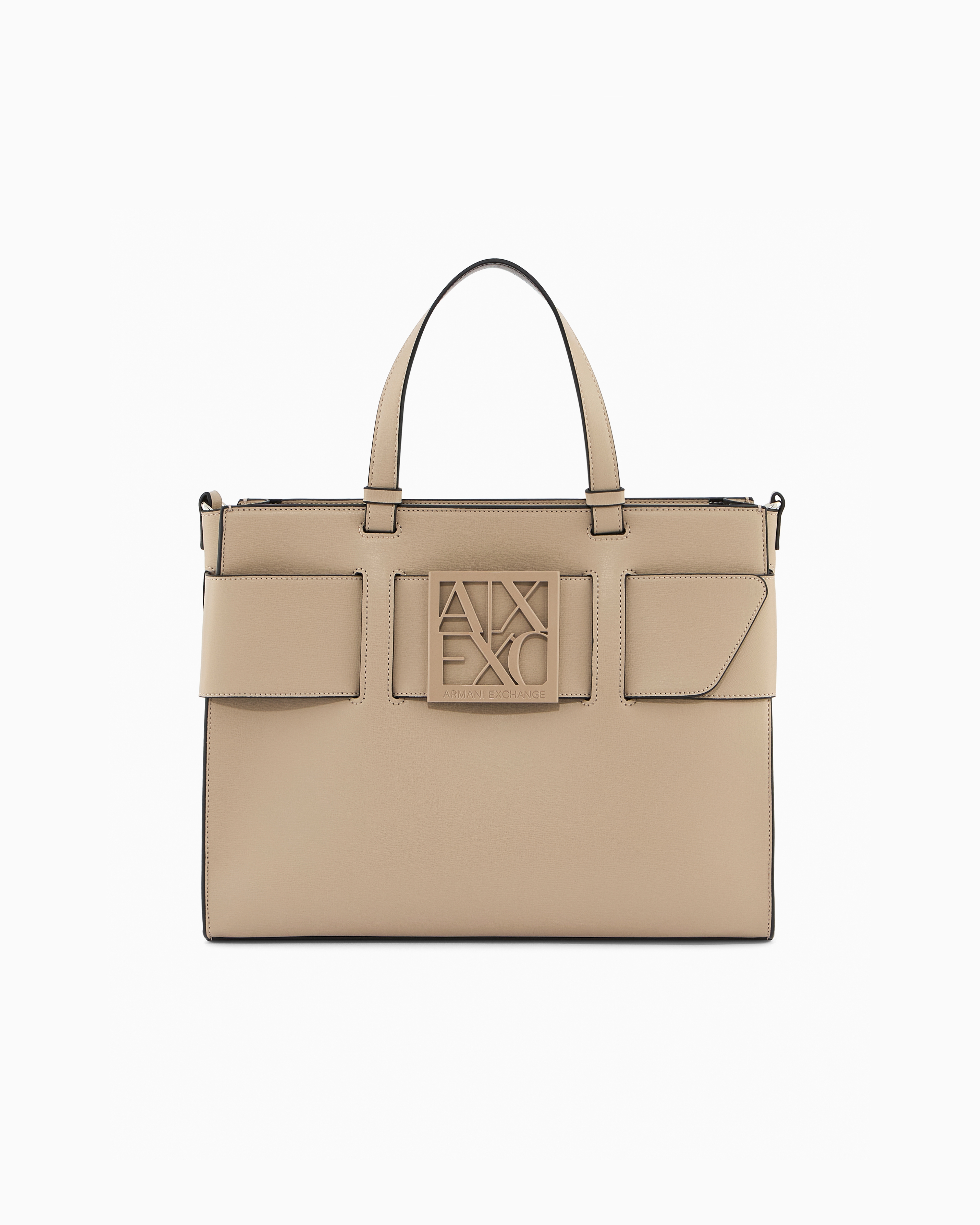 Armani Exchange Beige Monogram Tote Bag
