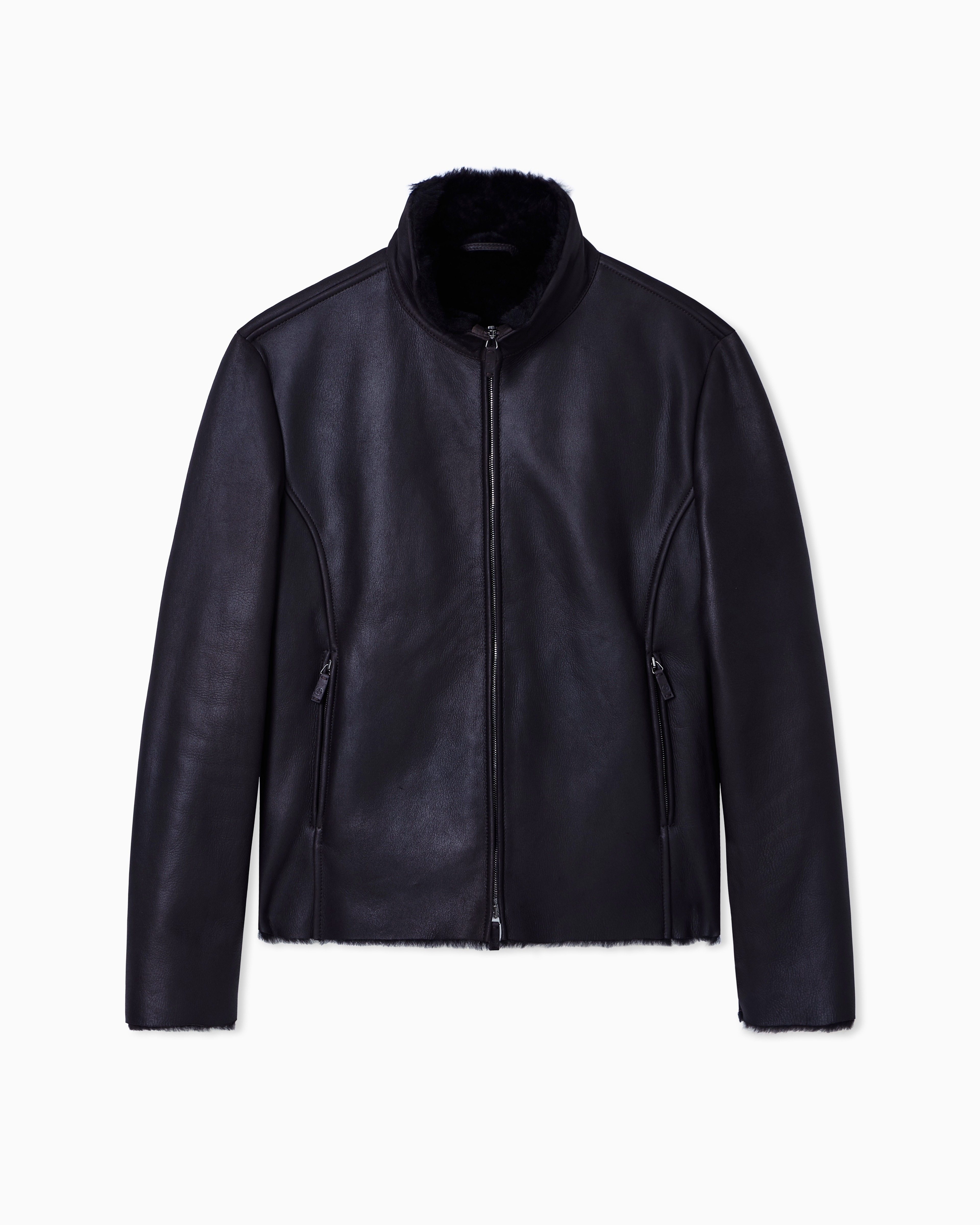 Giorgio Armani Brown Zipped Sheepskin Blouson
