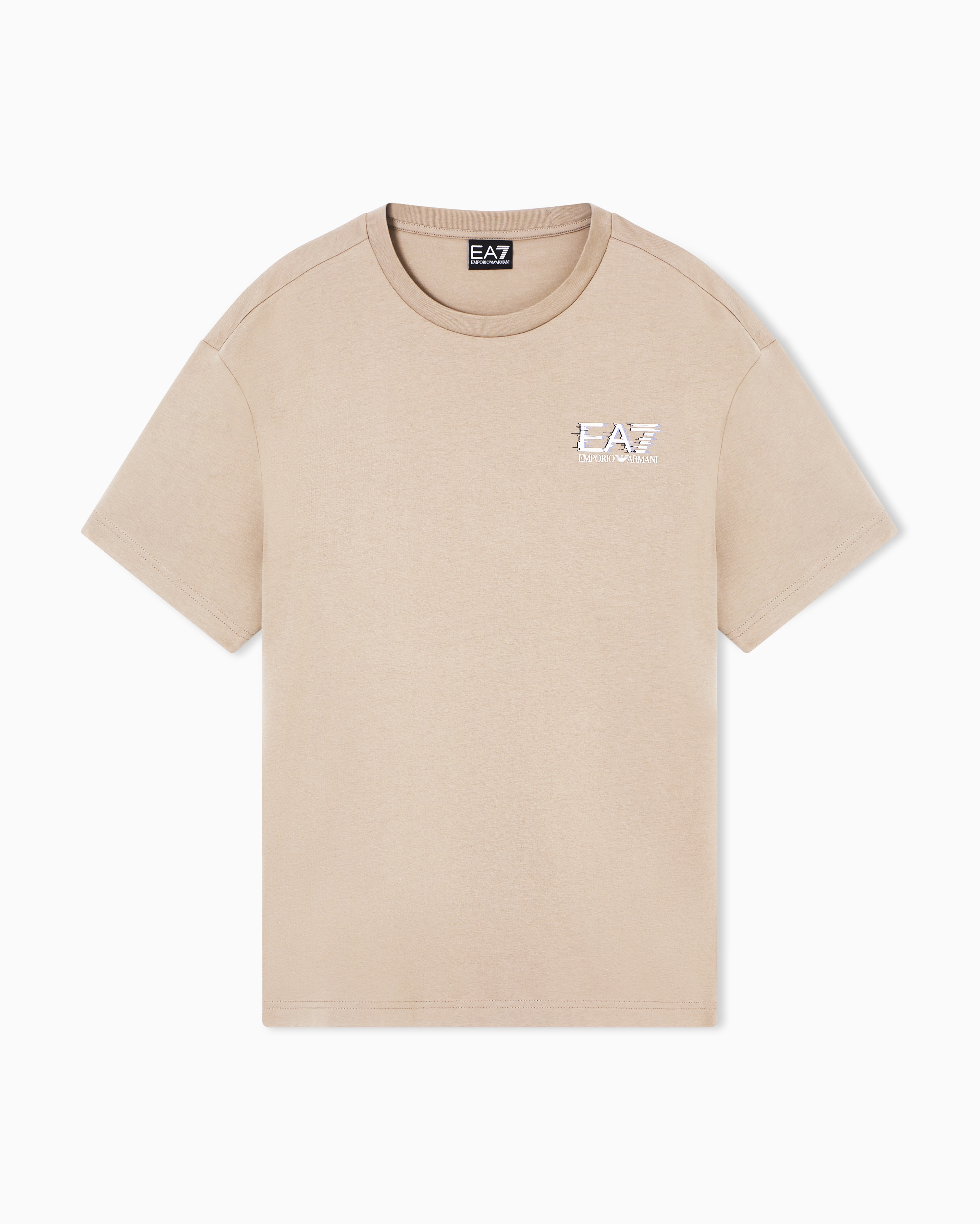 Ea7 Beige Visibility Cotton Jersey T-Shirt