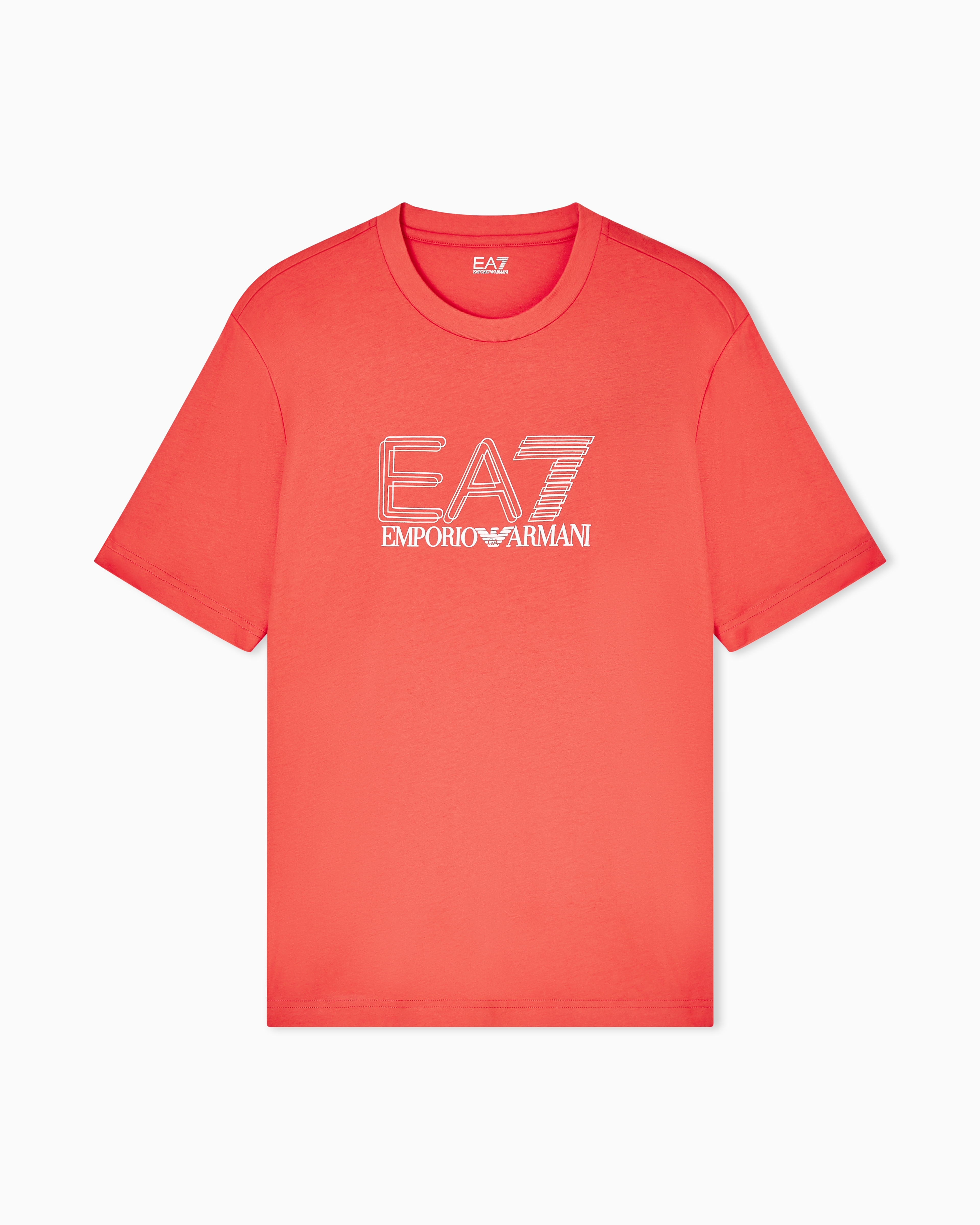 Ea7 Red Visibility Cotton-Jersey Crew-Neck T-Shirt