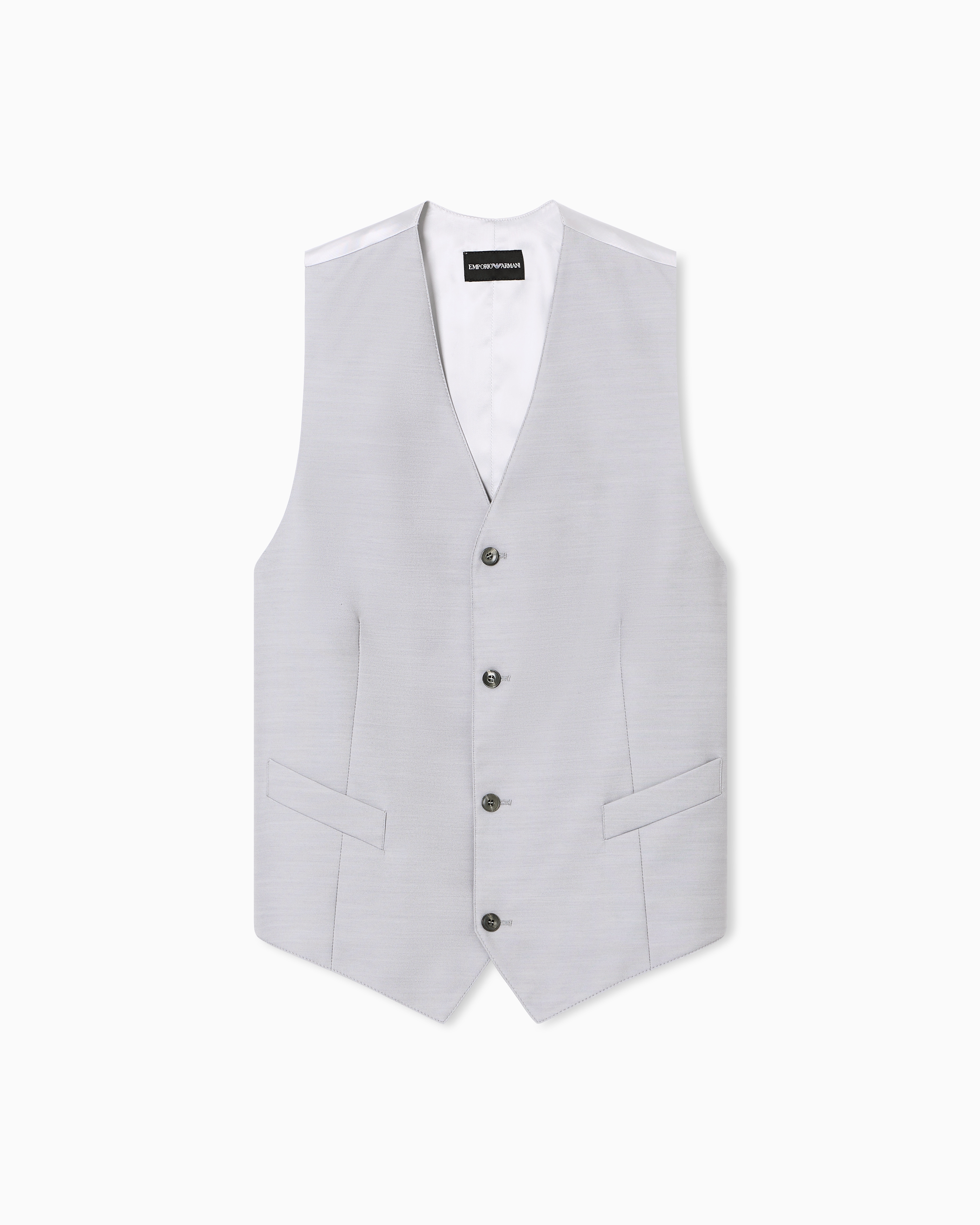 Emporio Armani - Single-breasted waistcoat technical wool, Man, Grey, Size: