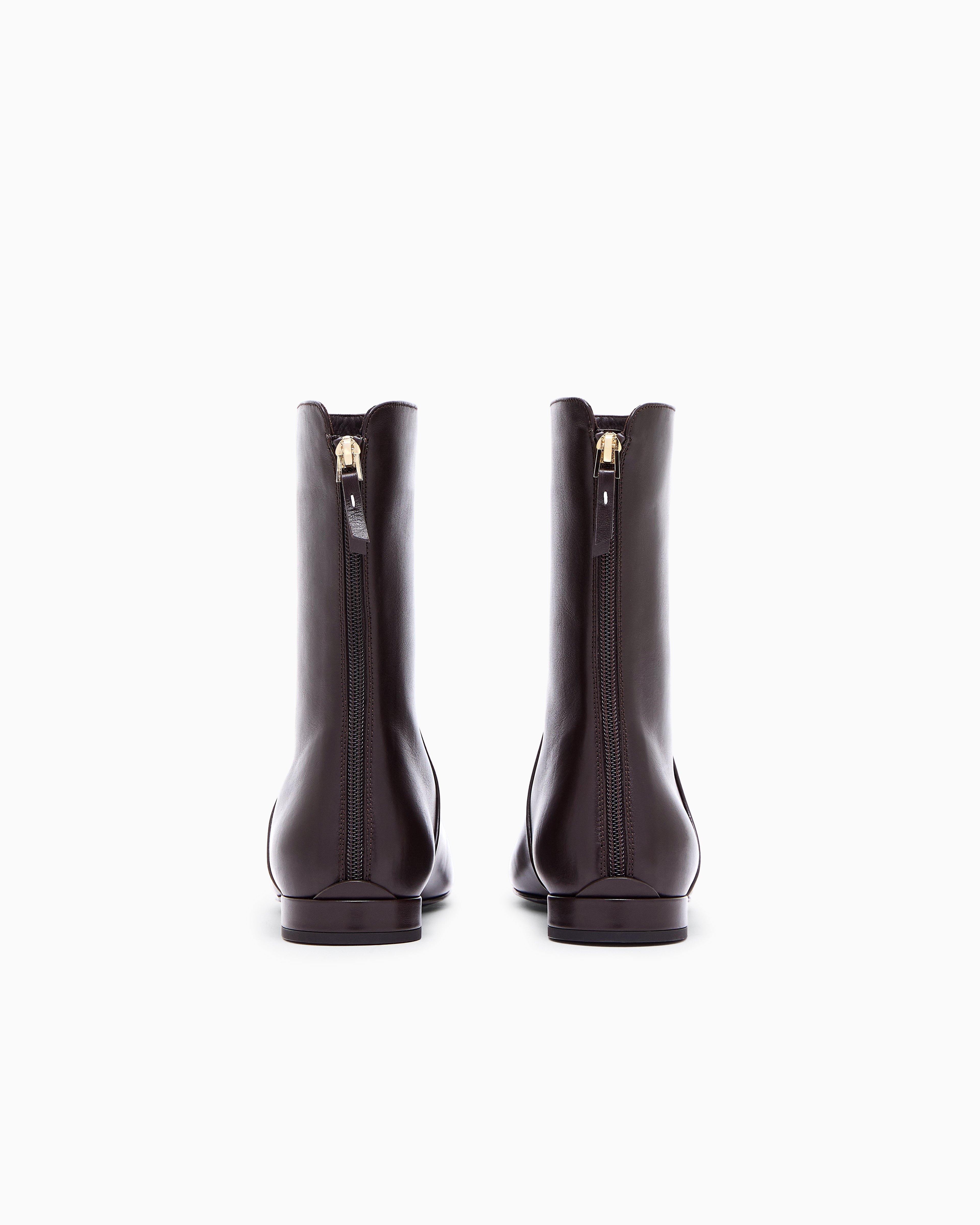 Giorgio Armani Leather Ankle Boots In Brown