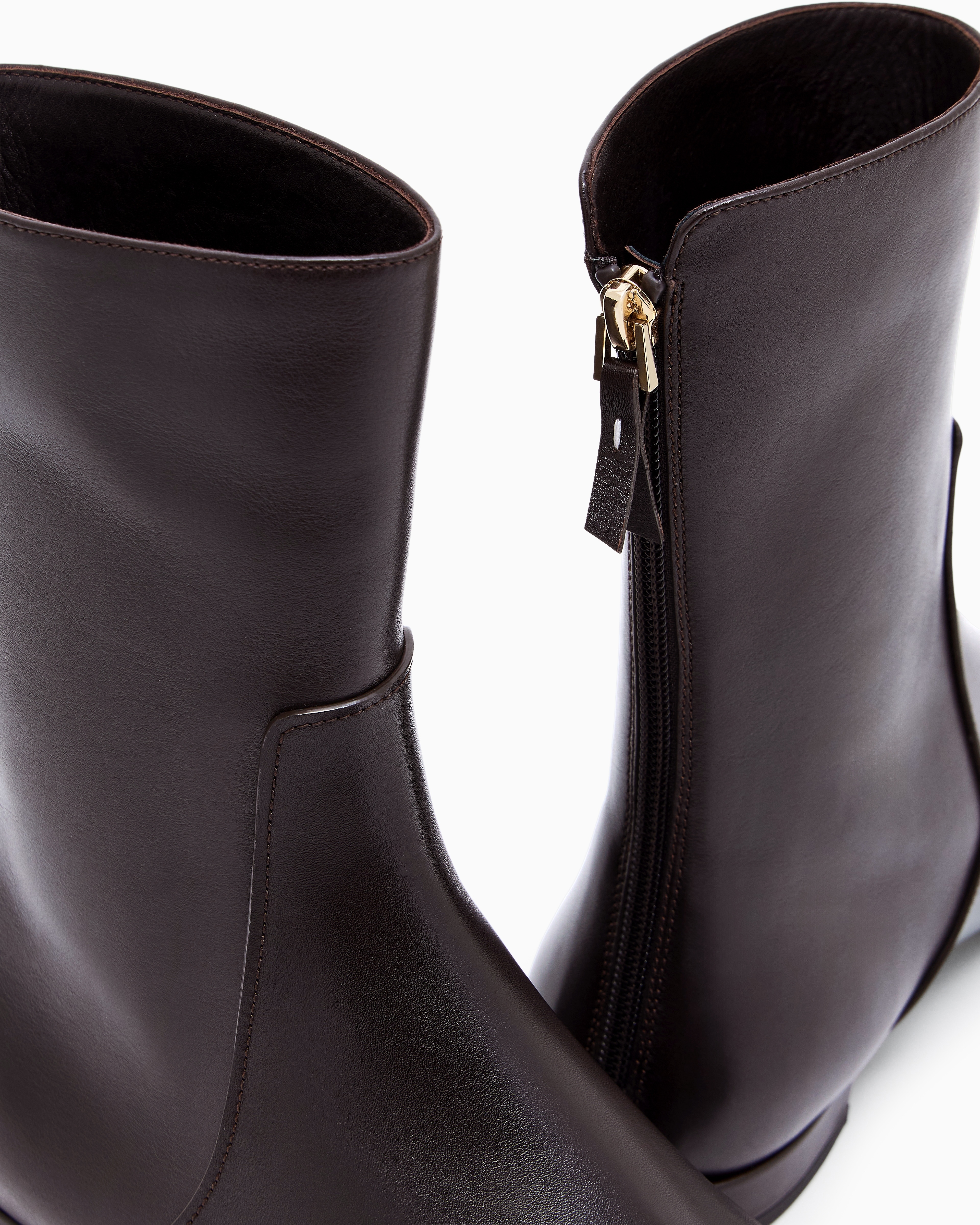 Giorgio Armani Leather Ankle Boots In Brown