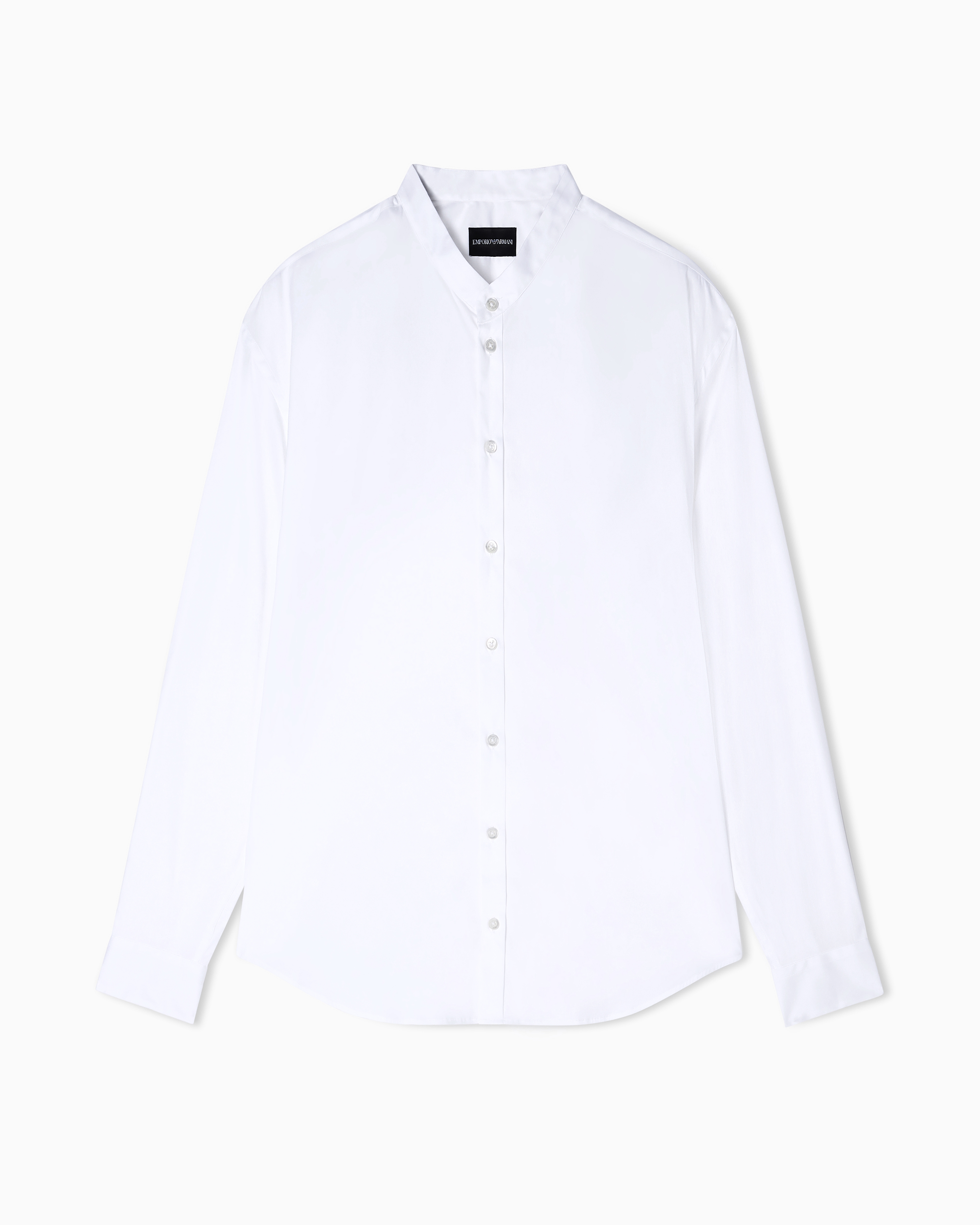 Emporio Armani Men's White Shirt With Guru Collar In Technical Stretch Cotton