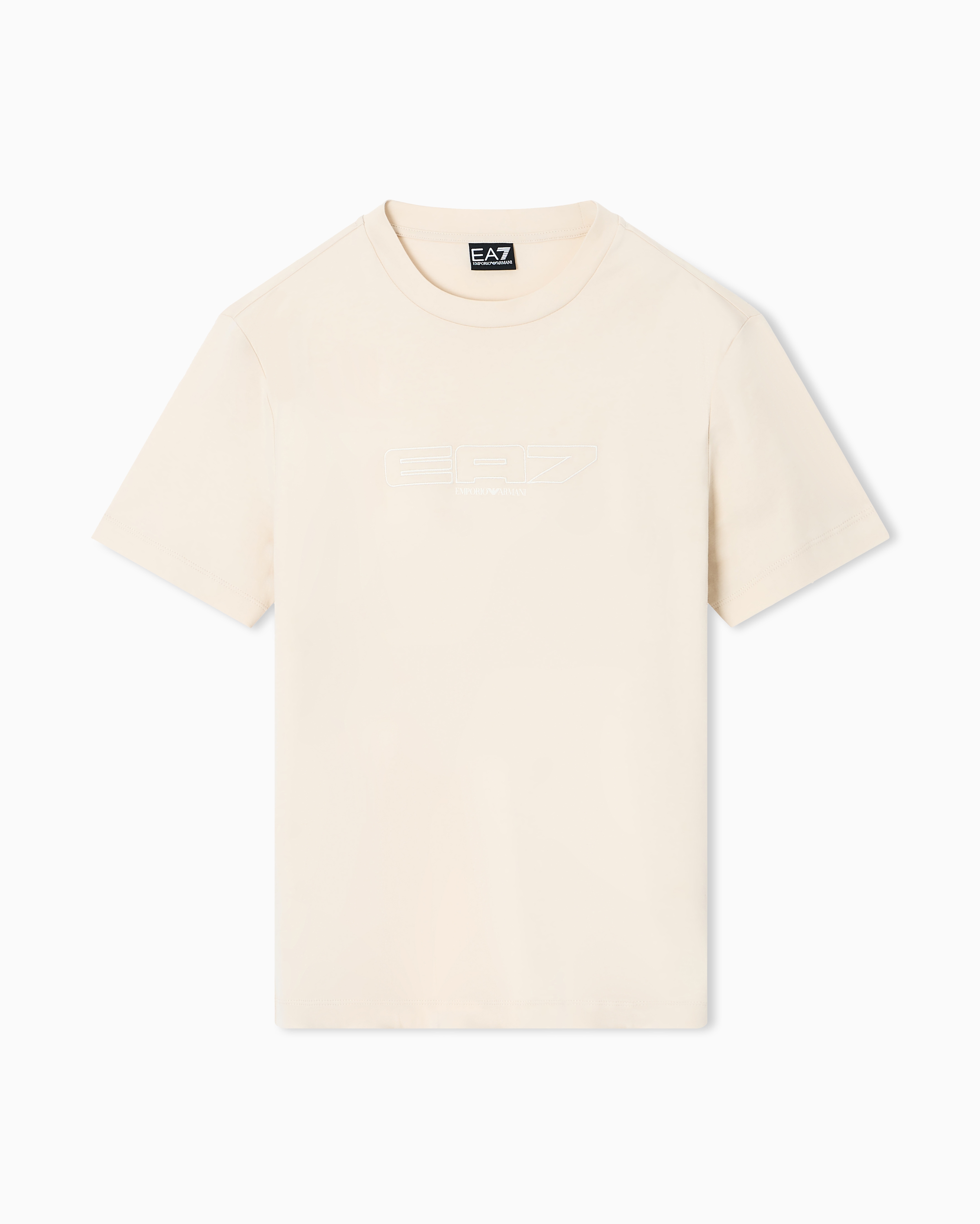 Ea7 Beige Logo Series Cotton-Jersey T-Shirt