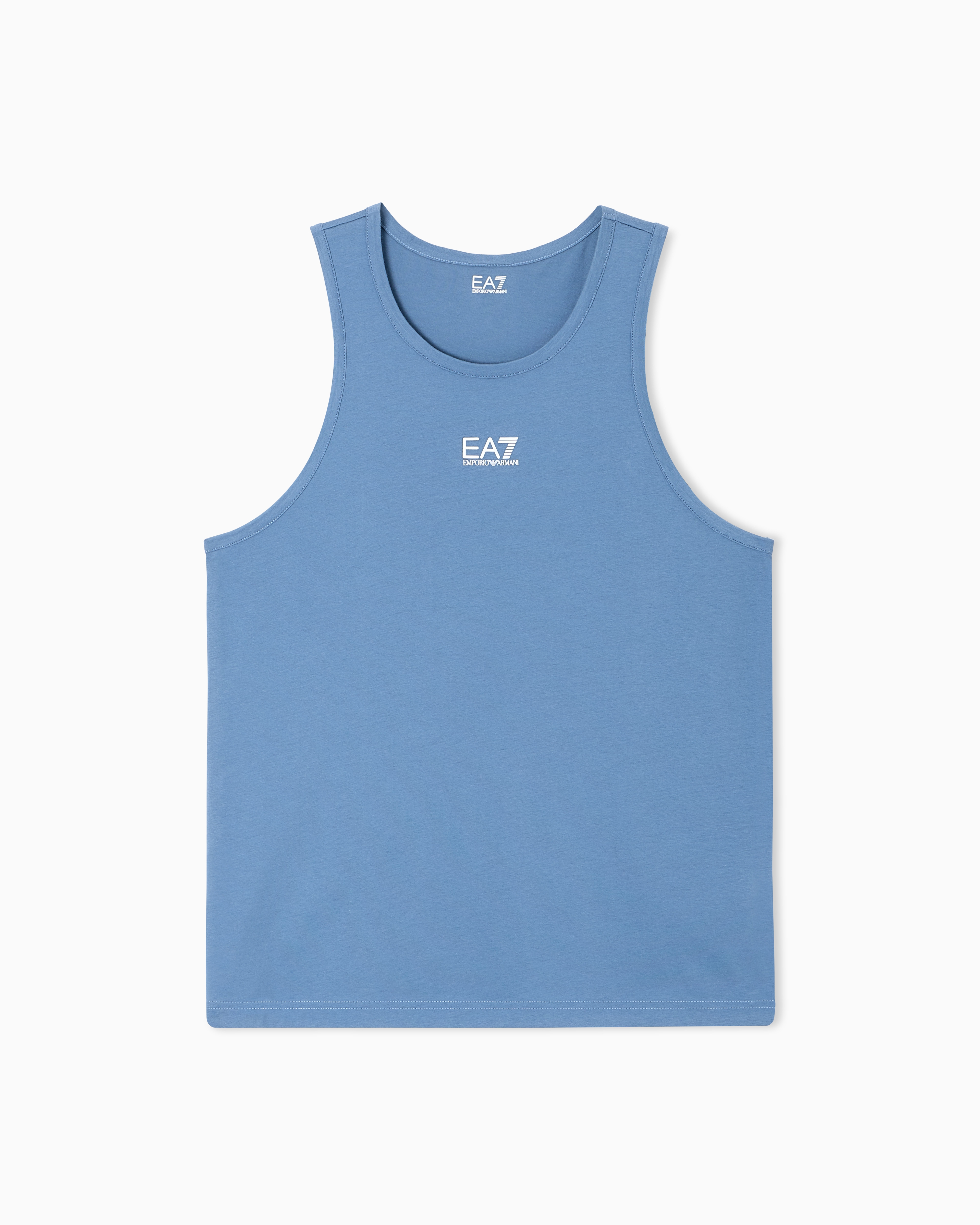 Ea7 Core Identity Cotton Jersey Tank Top In Blue