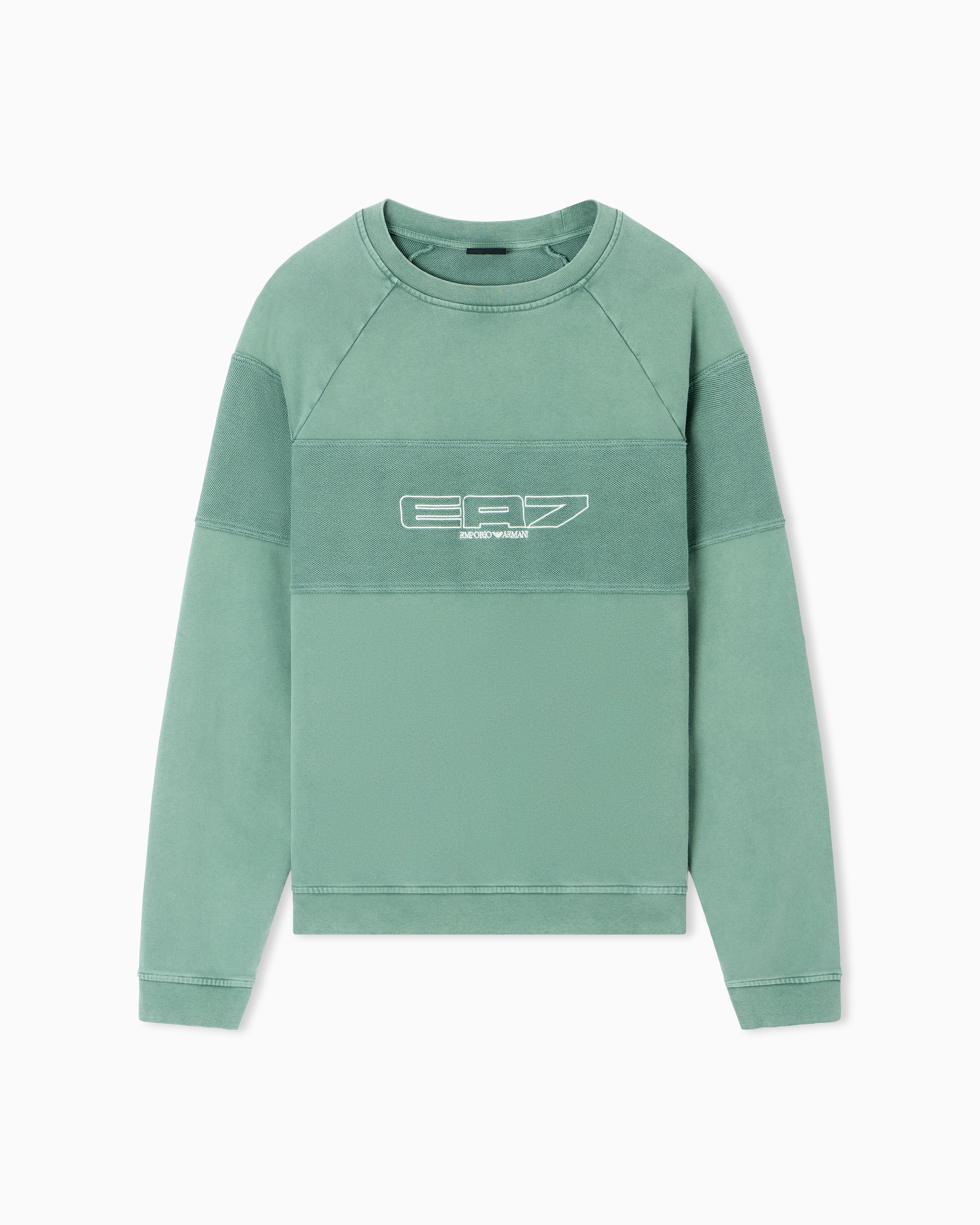 Ea7 Green Pure Cotton Logo Series Sweatshirt