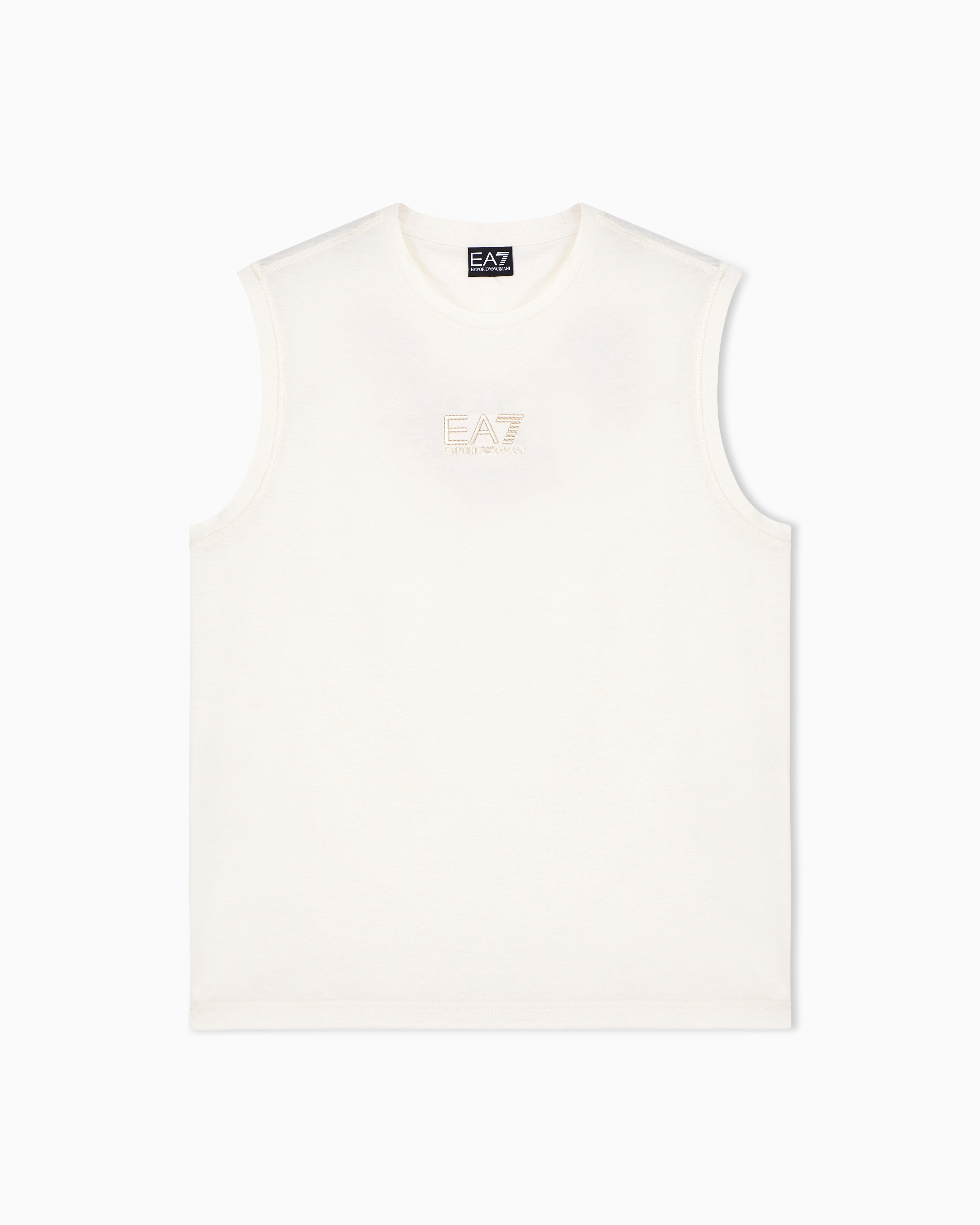 Ea7 White Graphic Series Cotton-Jersey Tank Top