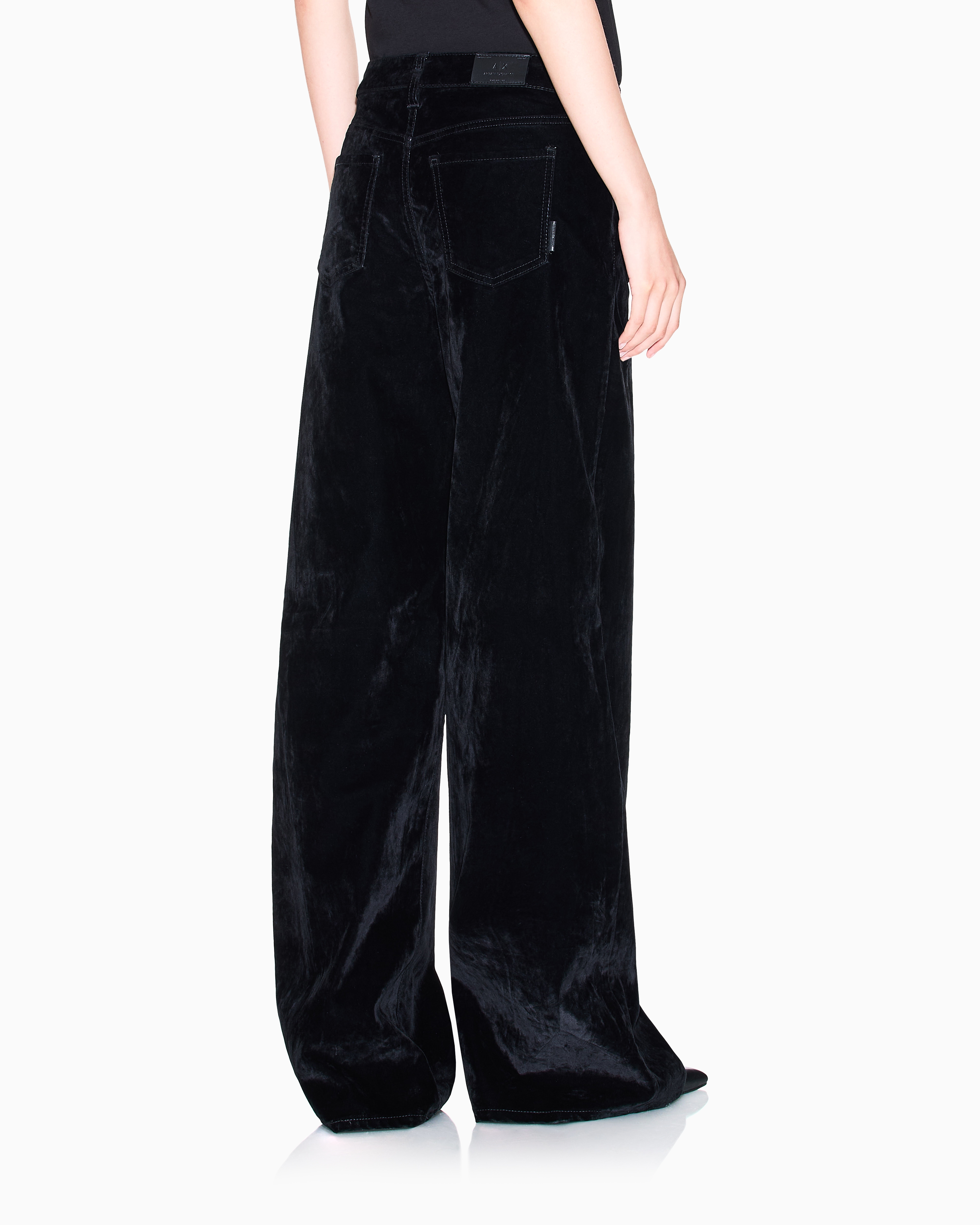 Armani Exchange - Stonewashed denim wide-leg jeans, Woman, Black, Size: