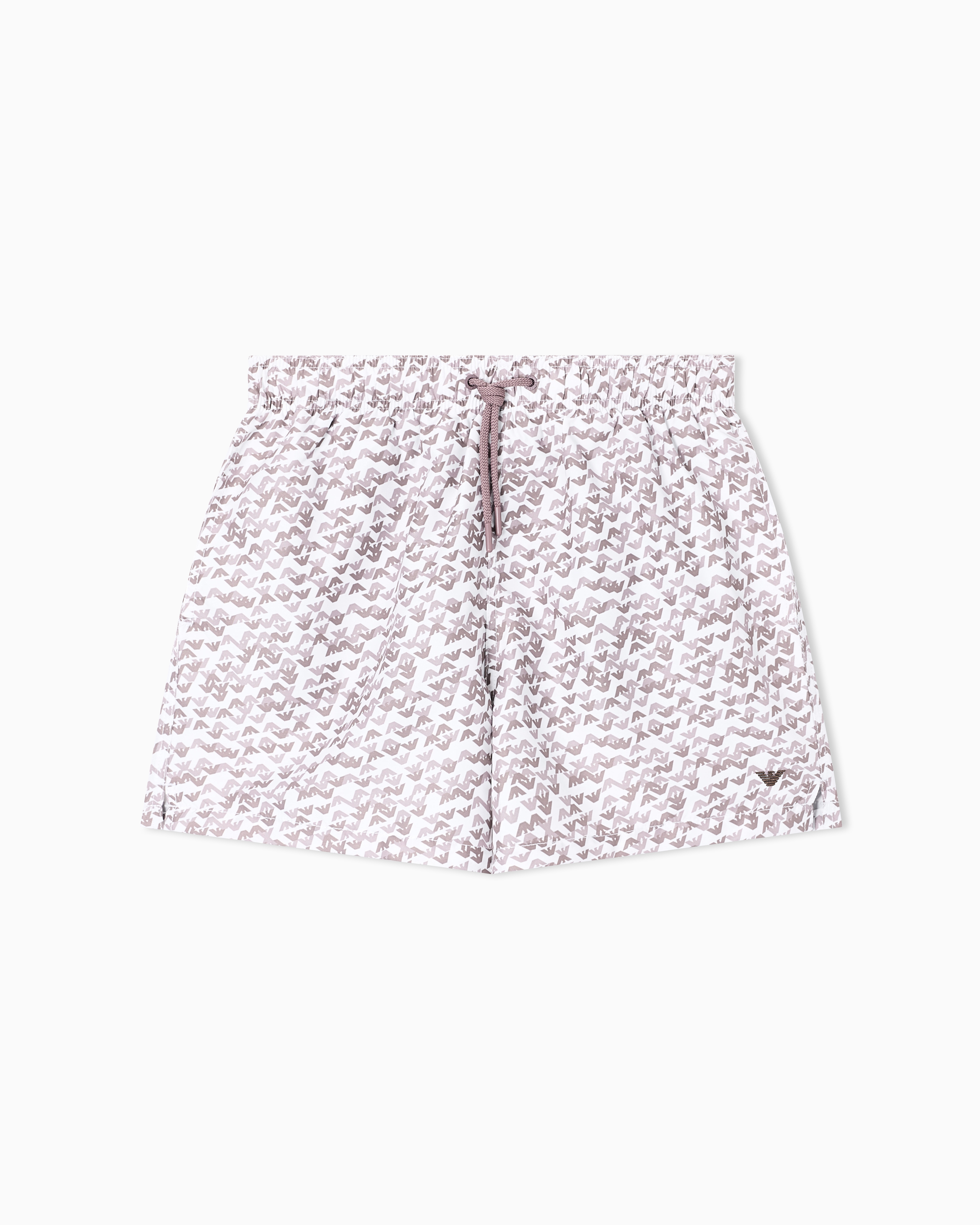 Emporio Armani White Swim Shorts With All-Over Logo
