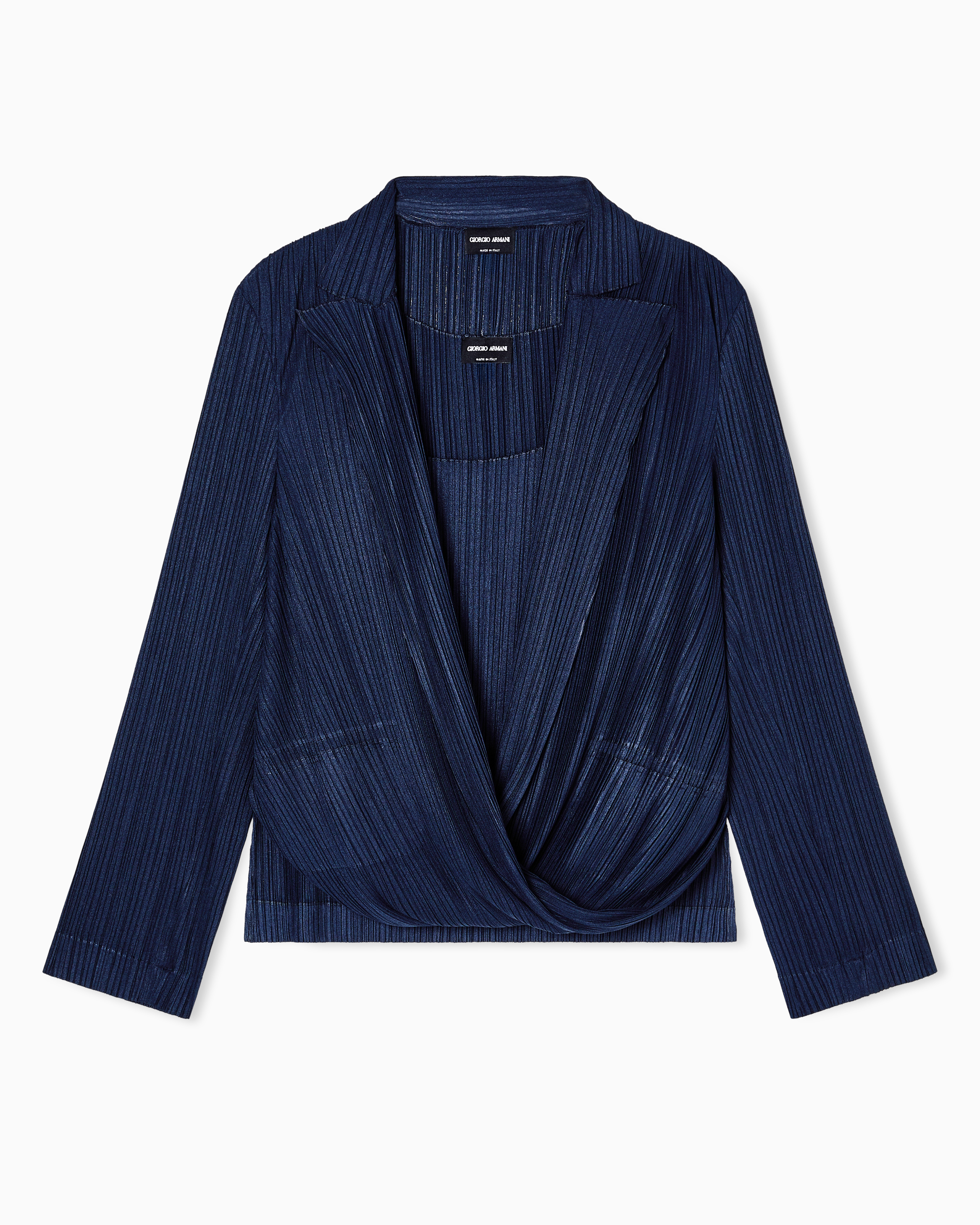 Giorgio Armani Blue Pleated Jersey Twin-Set