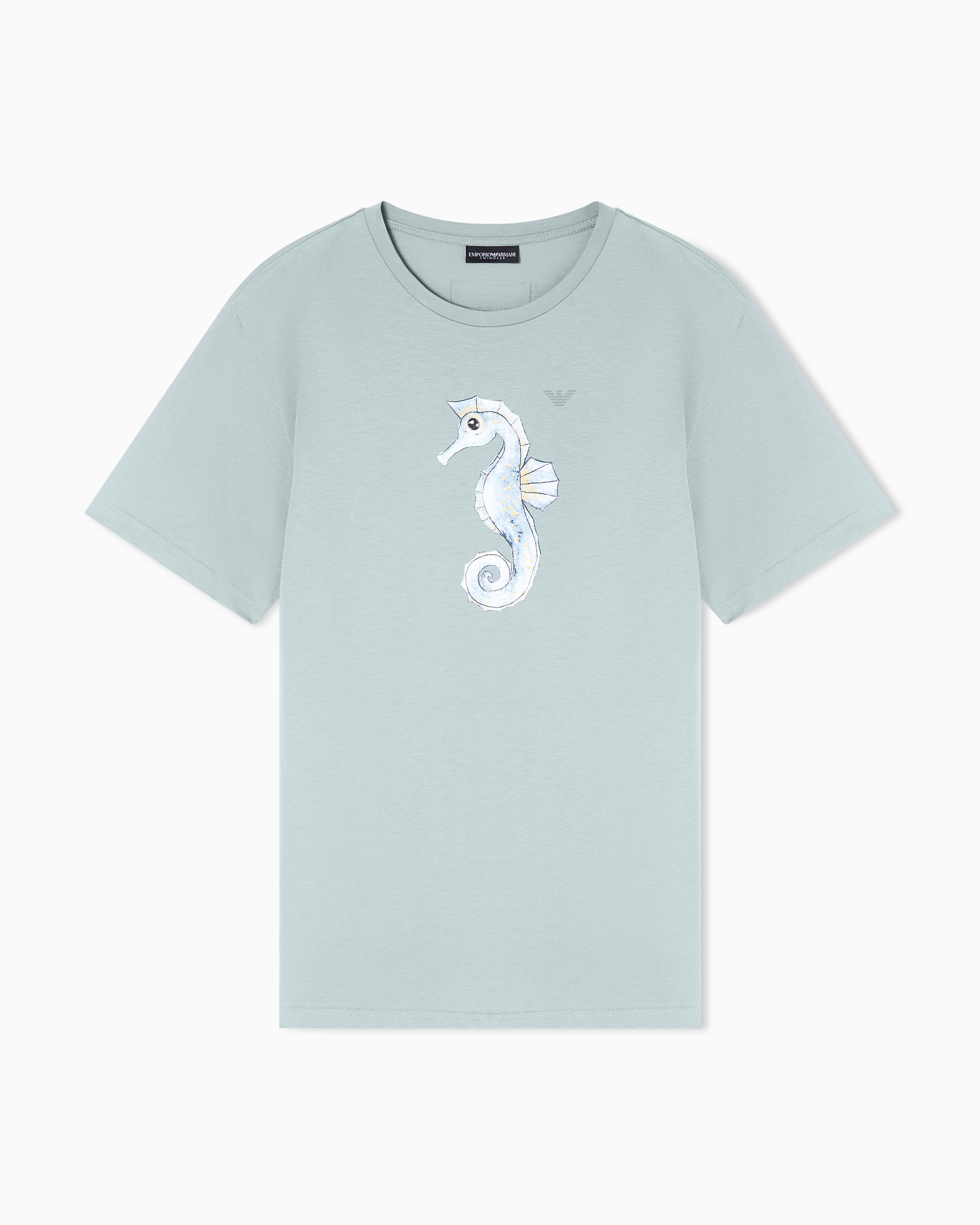 Emporio Armani Light Blue Sea Animals Jersey Beachwear T-Shirt