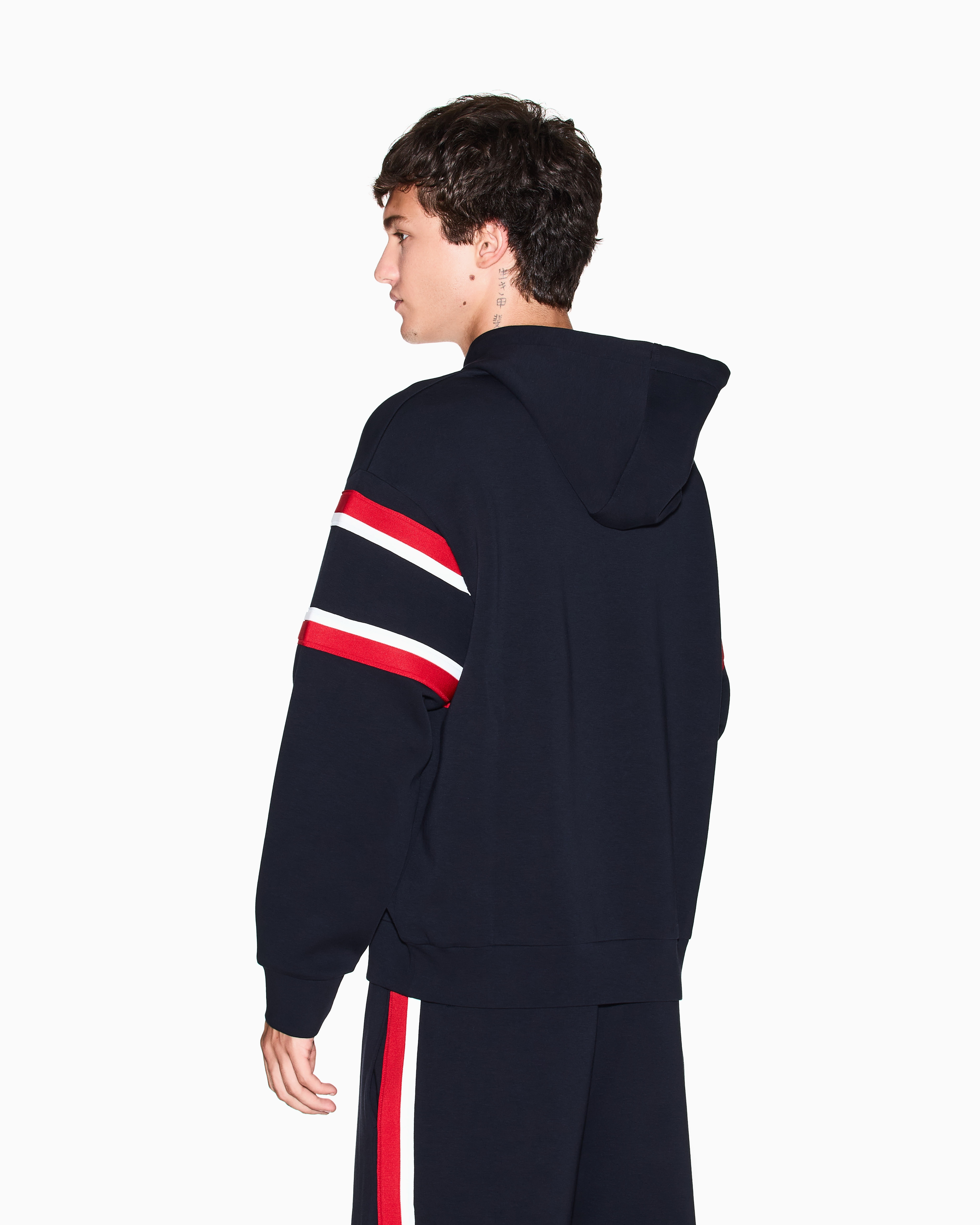 Armani Exchange - Hooded sweatshirt with contrasting stripes, Man, Navy Blue, Size: