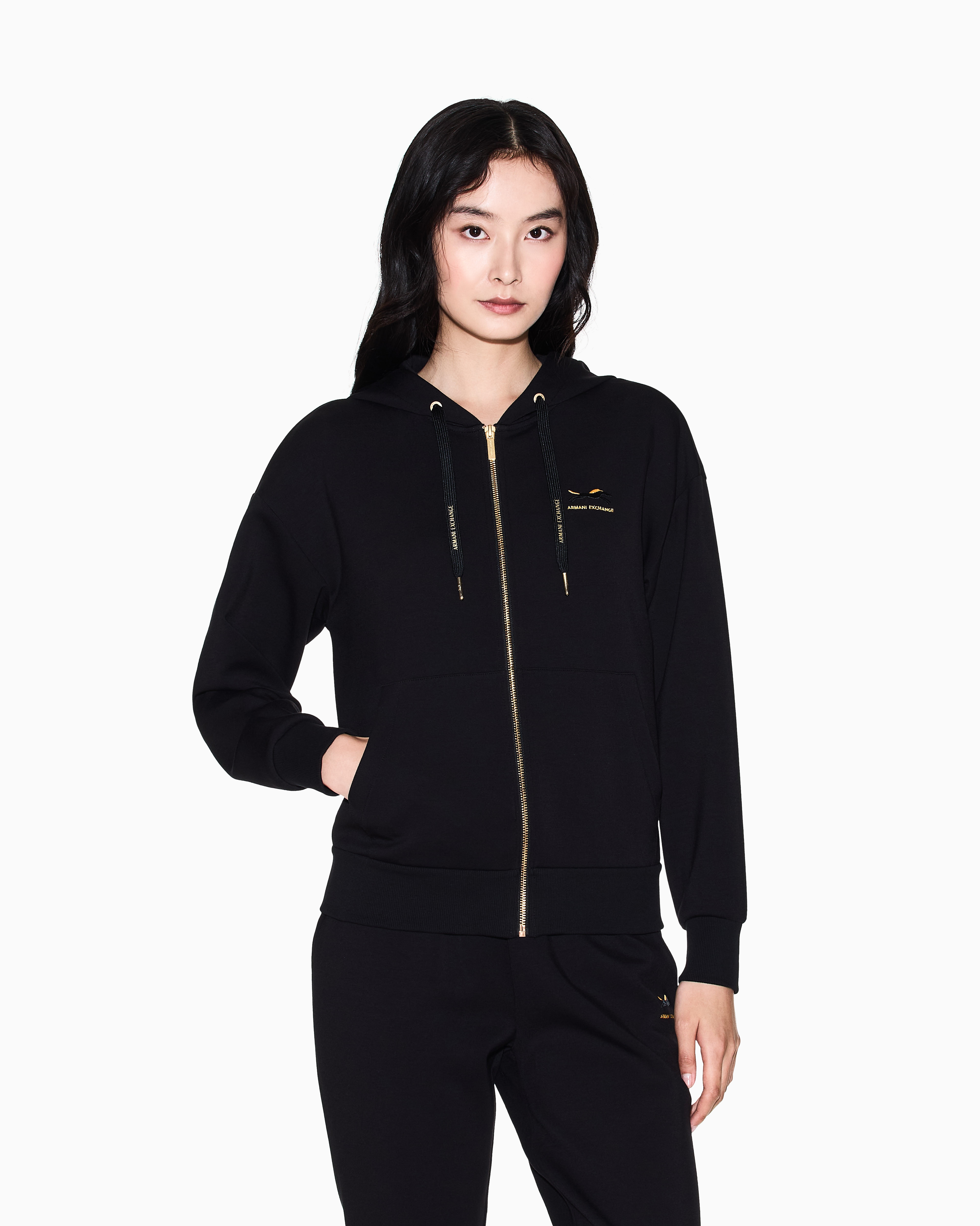 Armani Exchange Zip-up Sweatshirts In Black