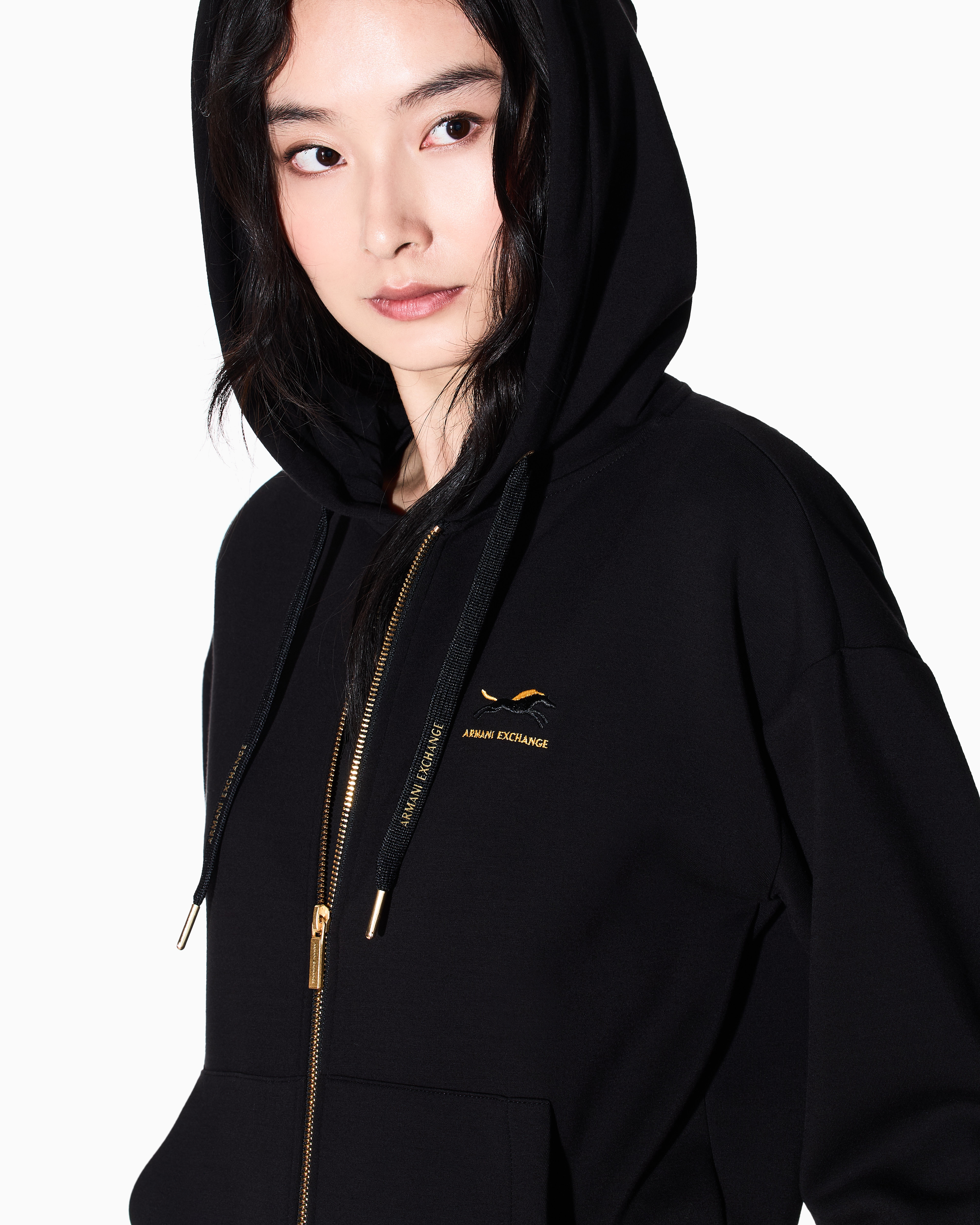 Armani Exchange Zip-up Sweatshirts In Black